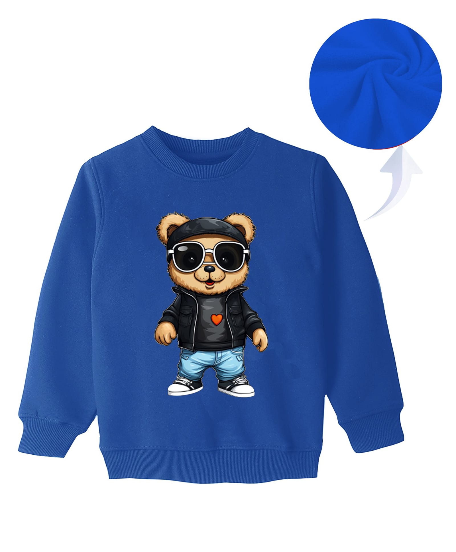 KAVEE Full Sleeves Teddy Bear Printed Sweatshirt - Royal Blue-picture-35