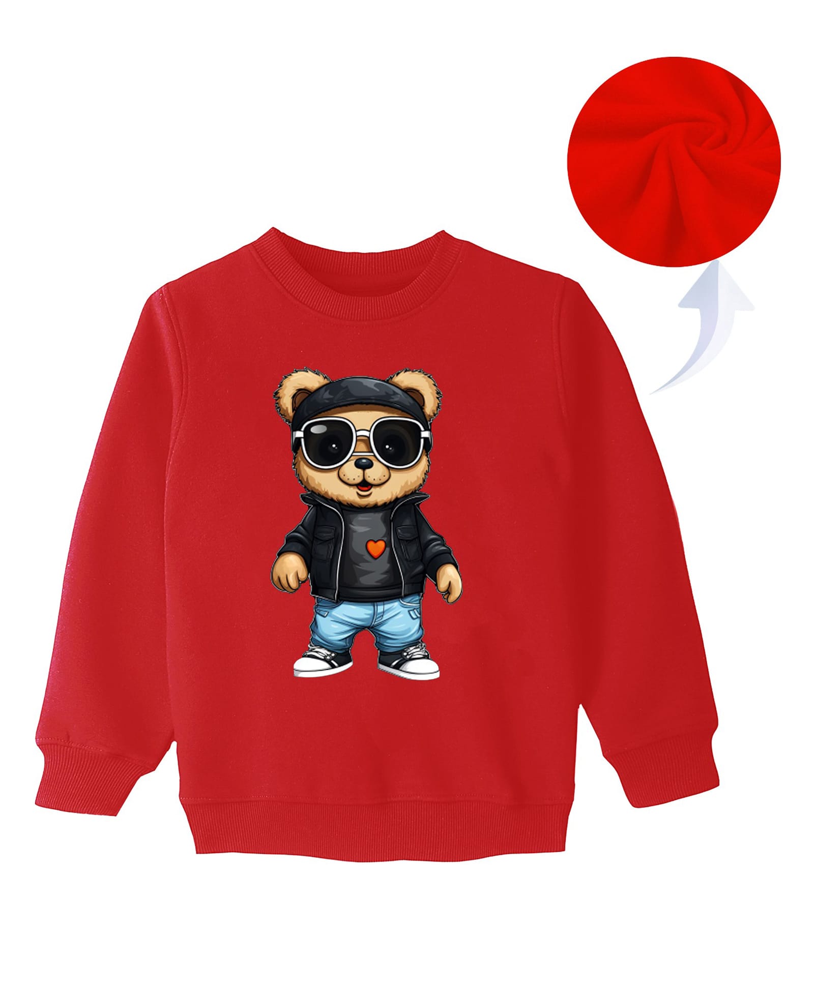 KAVEE Full Sleeves Teddy Bear Printed Sweatshirt - Red-picture-36