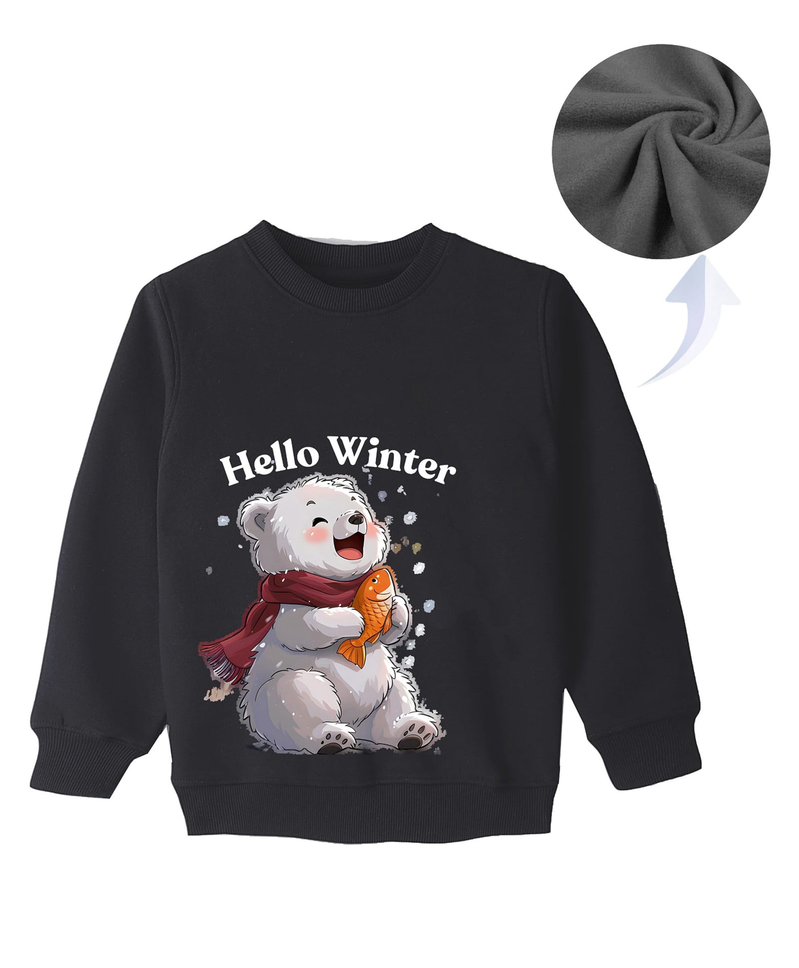 KAVEE Full Sleeves Bear Printed Sweatshirt - Black-picture-24