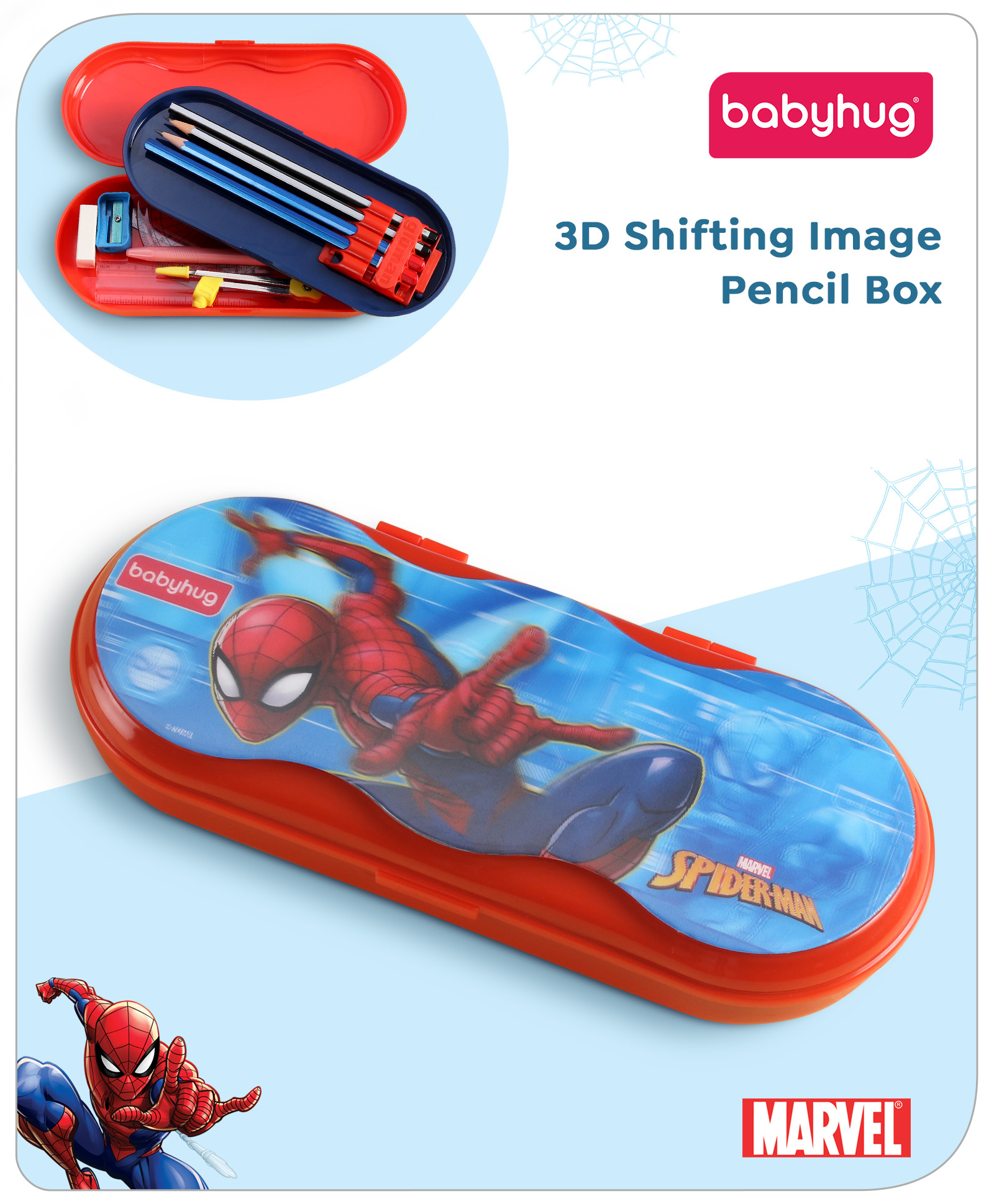 Babyhug Marvel Spiderman 3D Pencil Box|School Supplies Stationery Organiser|Birthday Return Gift for Kids- Red-picture-44
