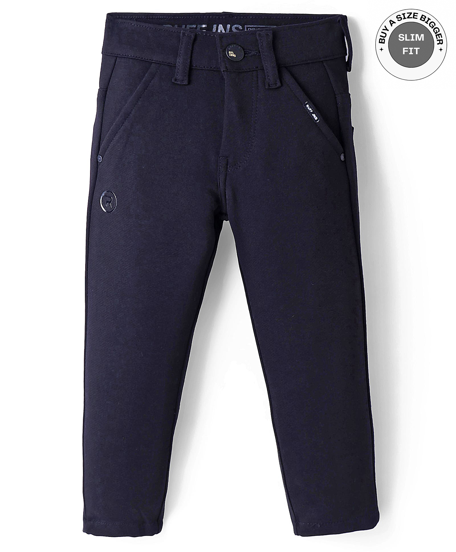 Ruff Cotton WovenFull Length Solid Color Trousers - Navy Blue-picture-28