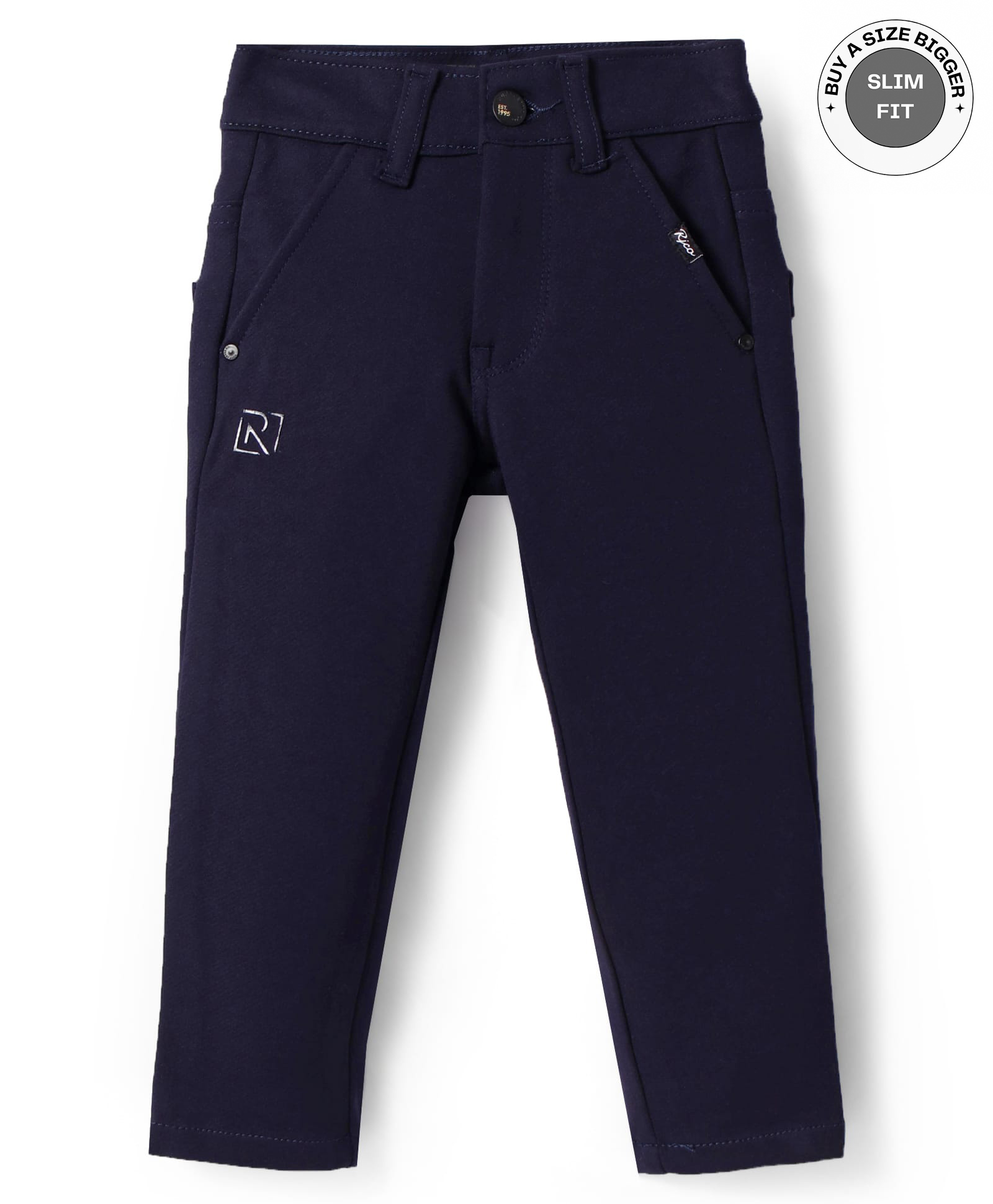 Ruff Cotton WovenFull Length Solid Color Trousers - Navy Blue-picture-23
