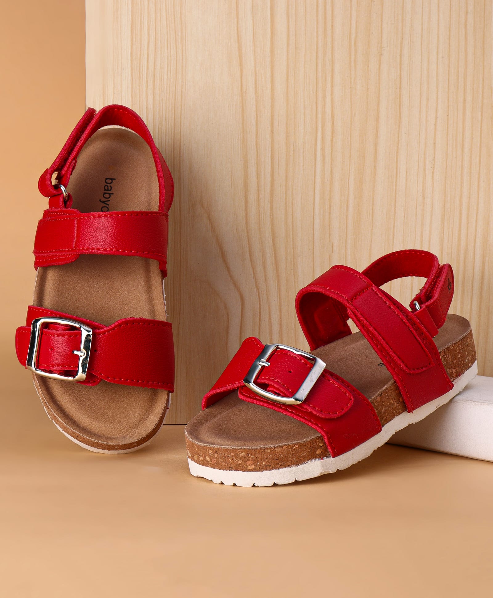 Babyoye Velcro Closure Sandals - Red-picture-20