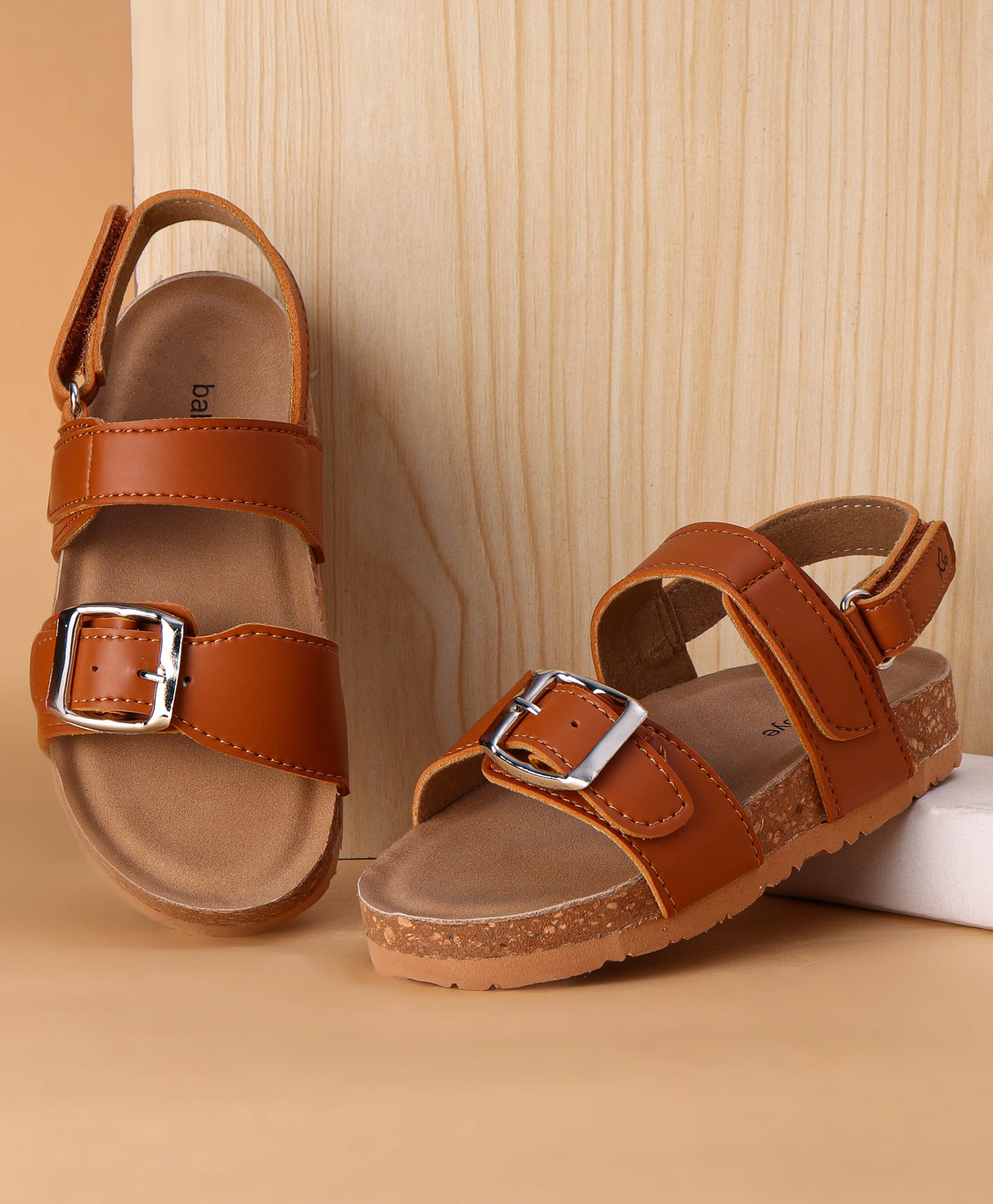 Babyoye Velcro Closure Sandals - Brown-image-37