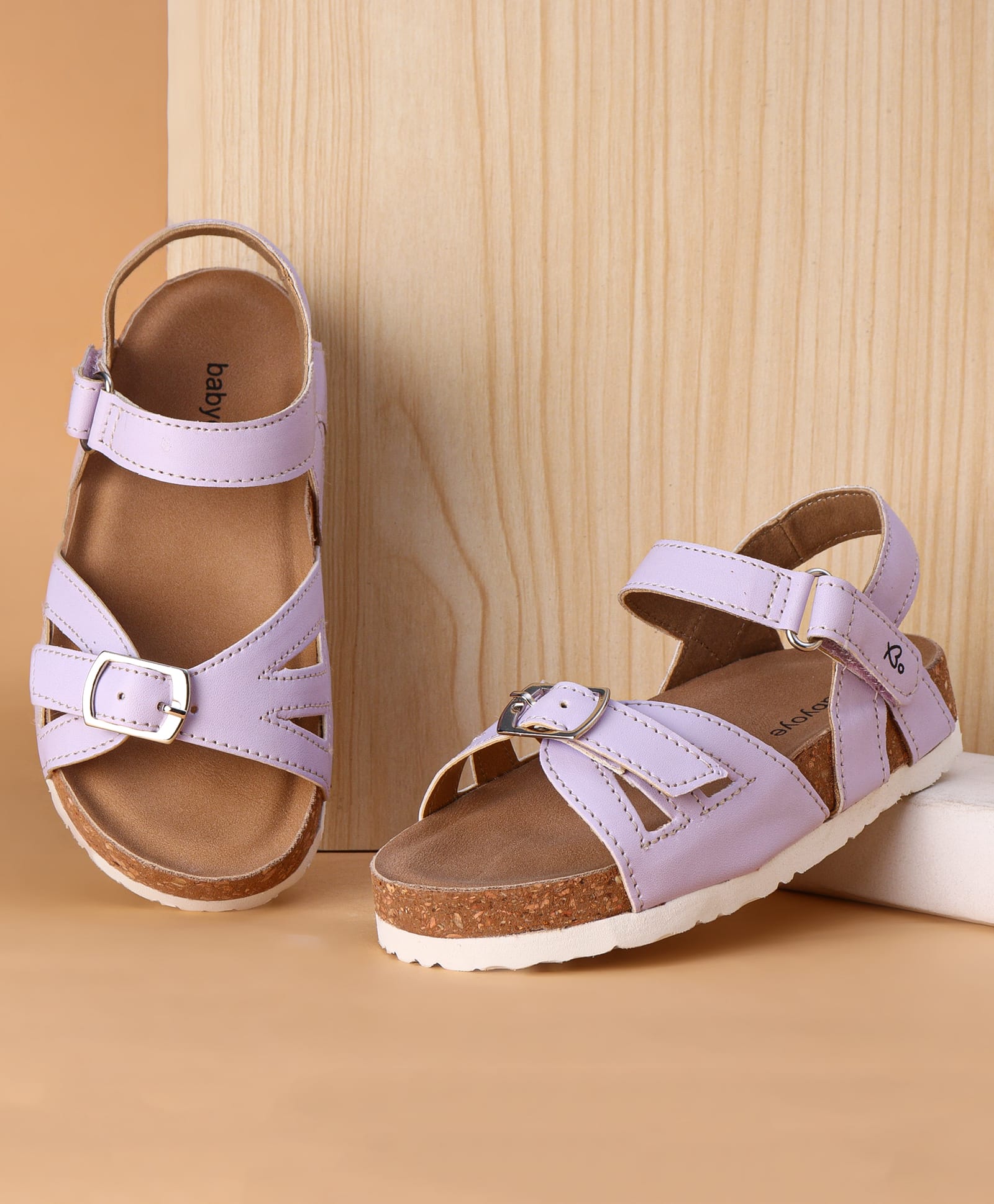 Babyoye Cross Over Straps Velcro Closure Sandals- Lavender-image-34