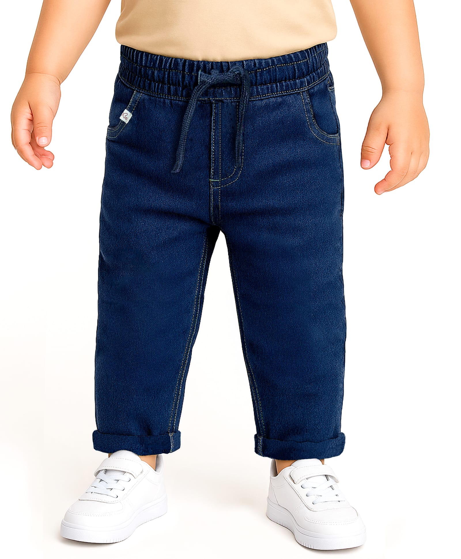 Babyoye Cotton Woven Full Length Solid Coloured Jeans - Navy Blue-picture-16