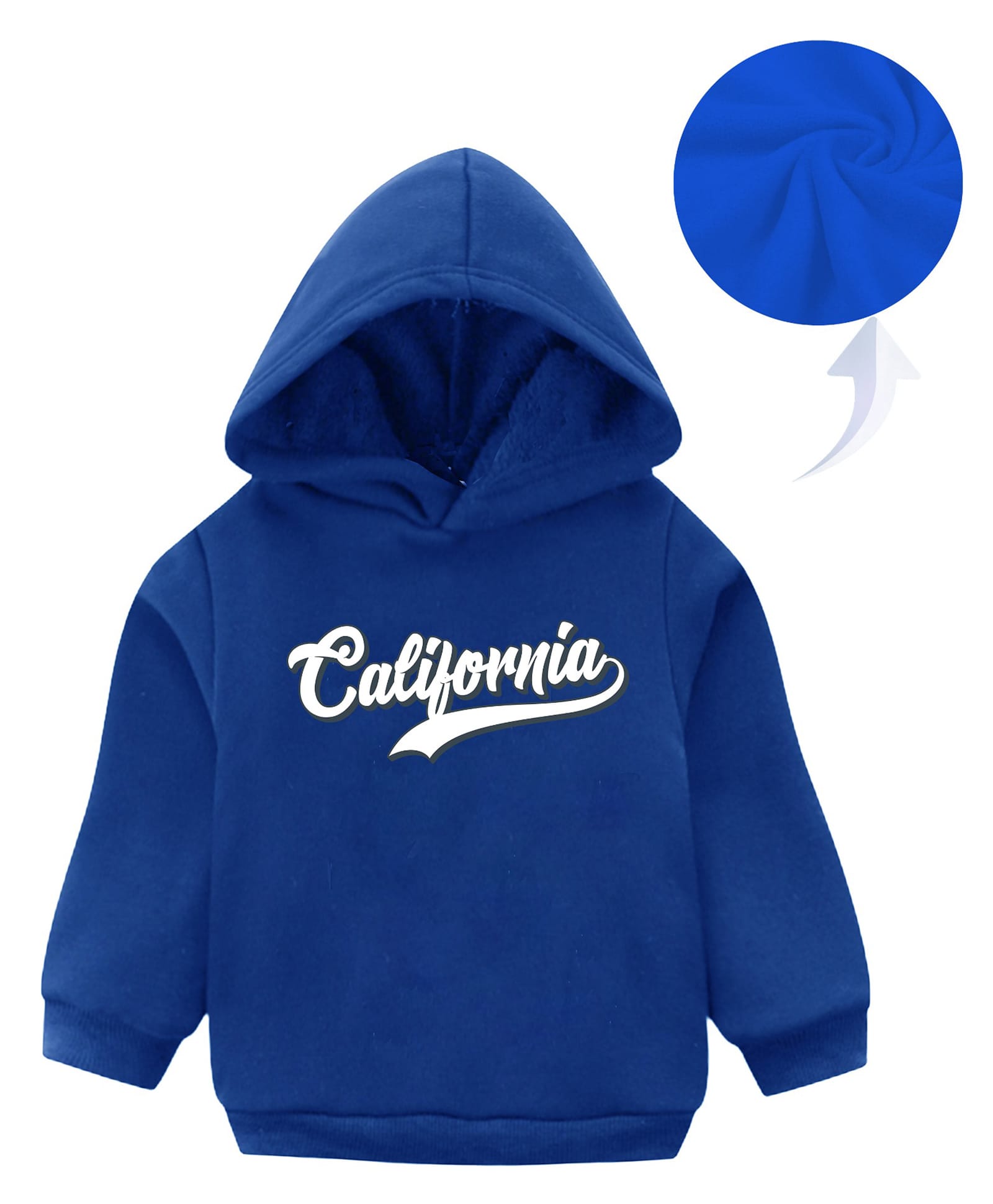 KAVEE Fleece Full Sleeves Typography Printed Hooded Sweatshirt - Royal Blue-image-25
