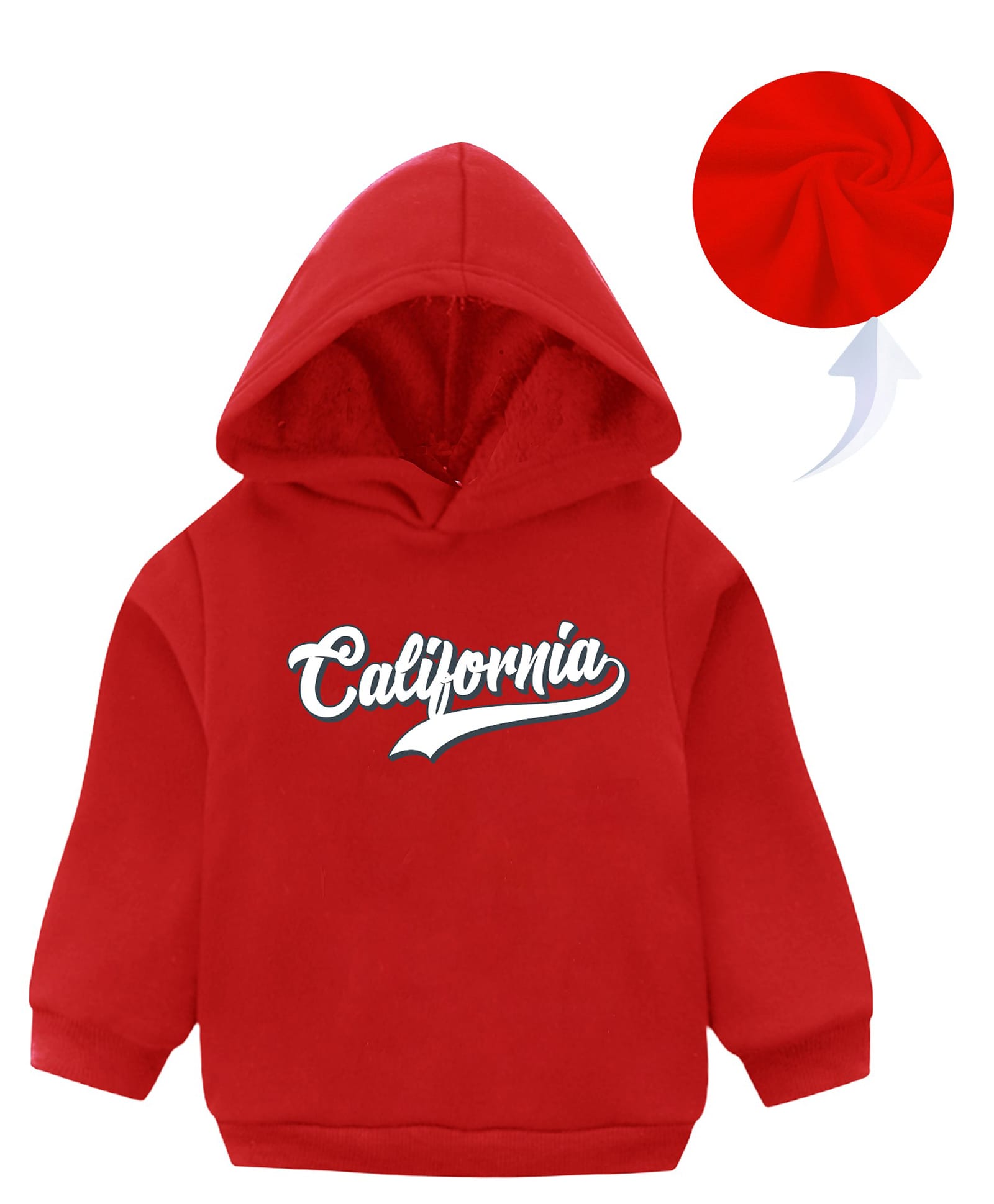 KAVEE Fleece Full Sleeves Typography Printed Hooded Sweatshirt - Red-picture-27