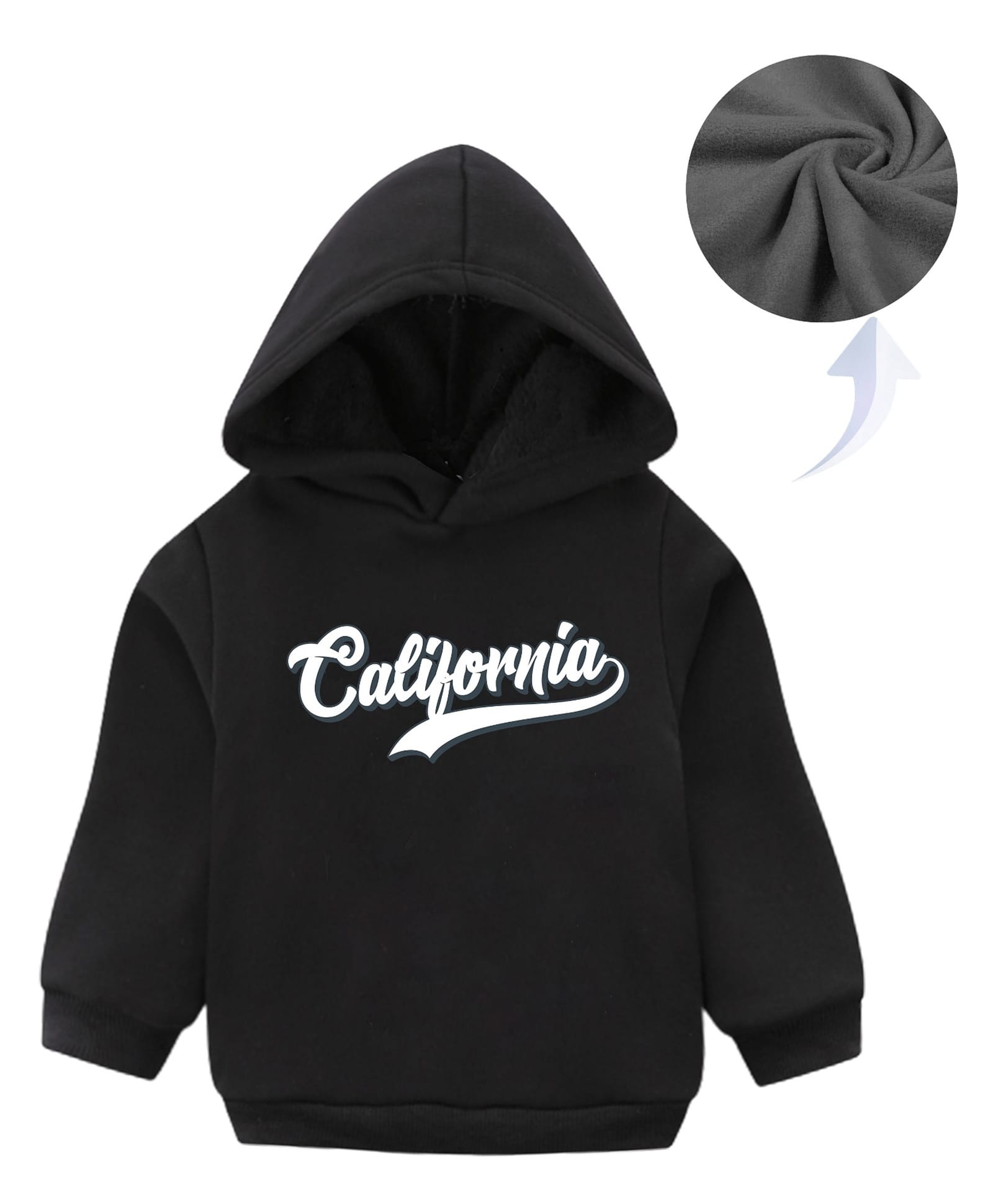 KAVEE Fleece Full Sleeves Typography Printed Hooded Sweatshirt - Black-image-46