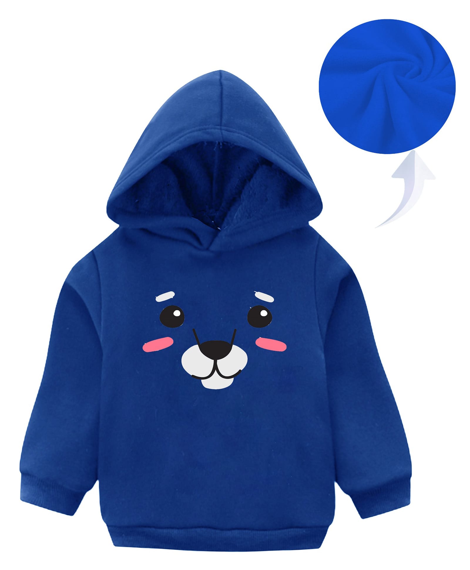 KAVEE Fleece Full Sleeves Bear Face Printed Hooded Sweatshirt - Red-picture-20