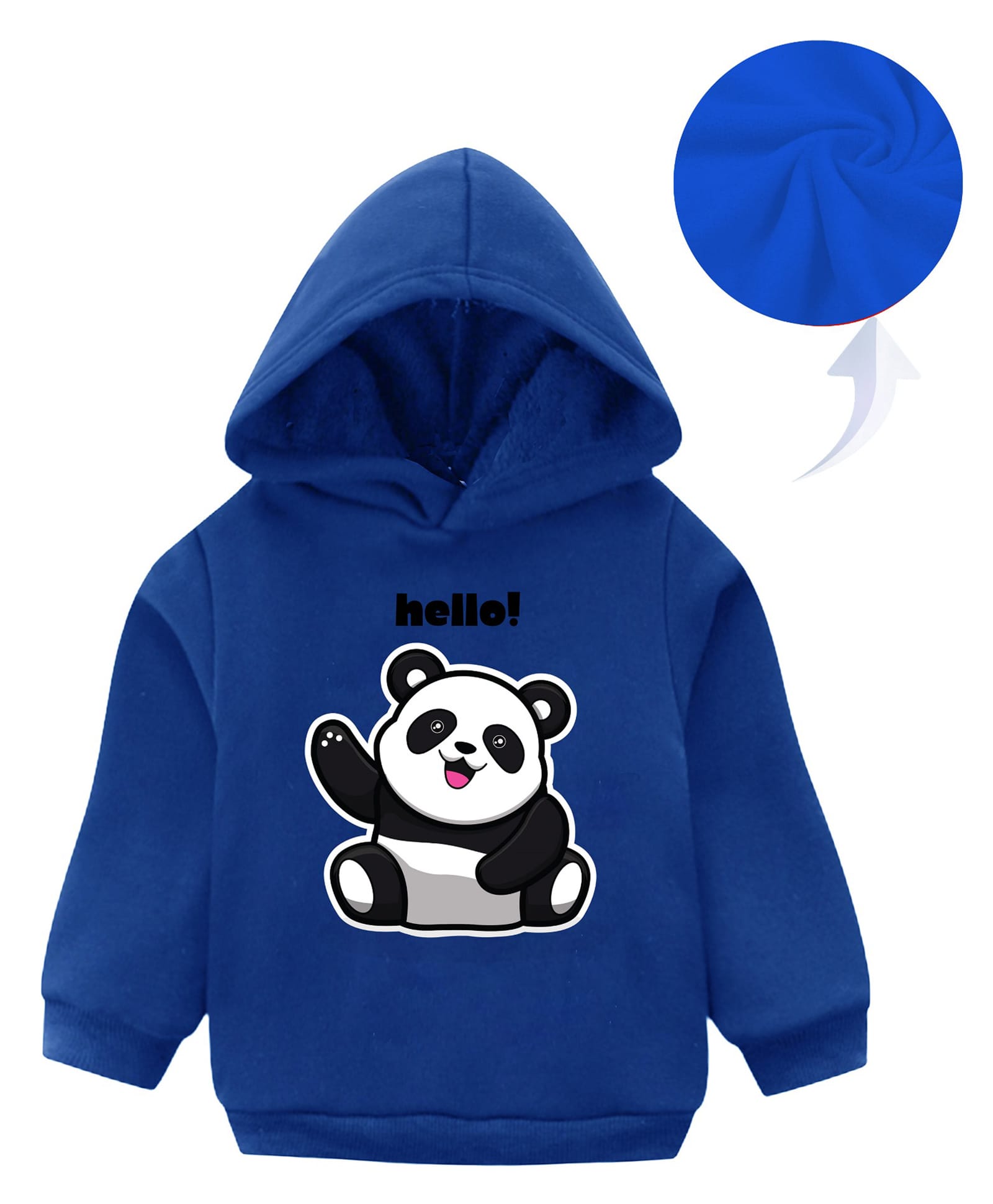 KAVEE Fleece Full Sleeves Panda Printed Hooded Sweatshirt - Royal Blue-picture-17