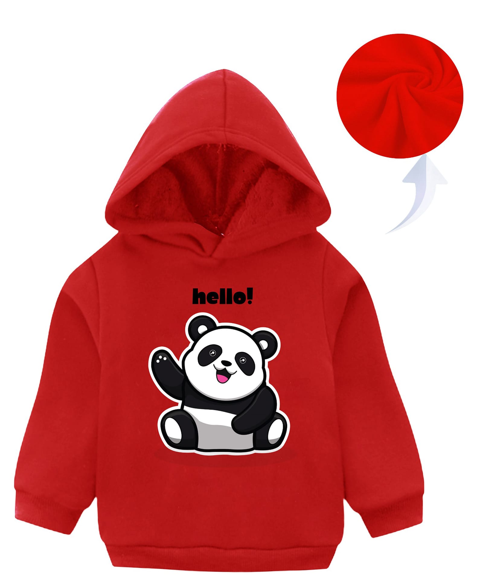 KAVEE Fleece Full Sleeves Panda Printed Hooded Sweatshirt - Red-picture-13