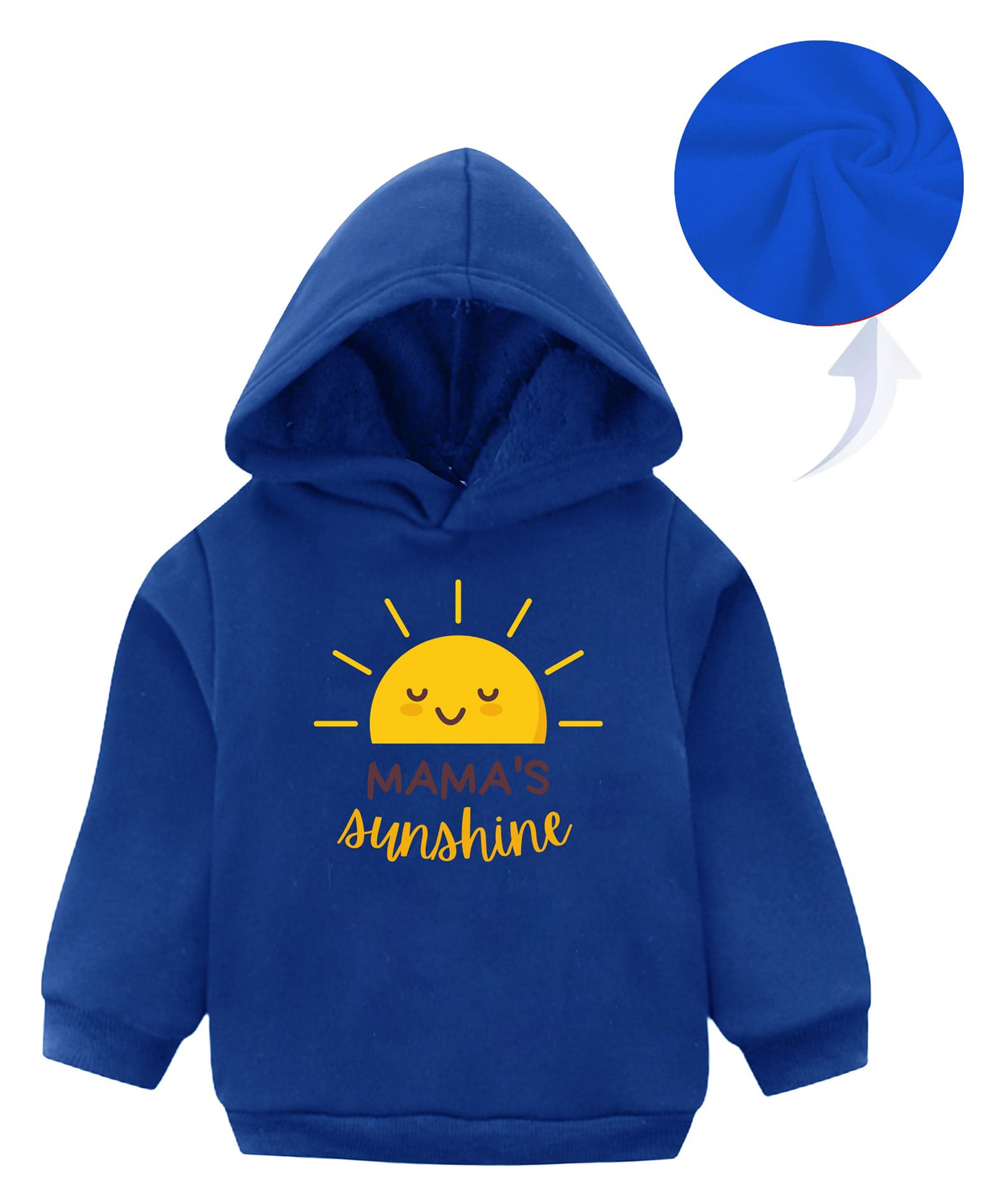 KAVEE Full Sleeves Mamas Sunshine Text Printed Hooded Sweatshirt - Royal Blue-picture-13