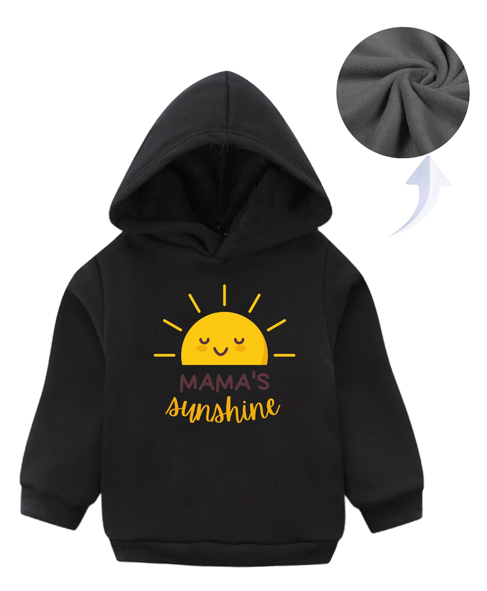 KAVEE Full Sleeves Mamas Sunshine Text Printed Hooded Sweatshirt - Black-picture-35