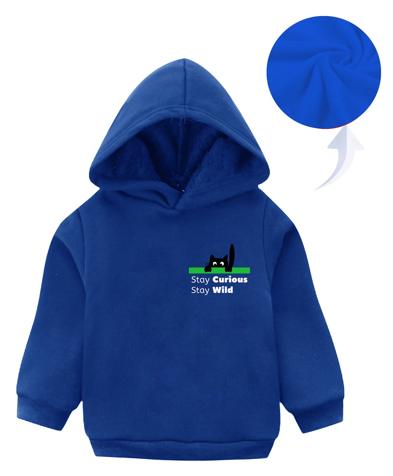 KAVEE Full Sleeves Cat Printed Hooded Sweatshirt - Royal Blue-picture-10
