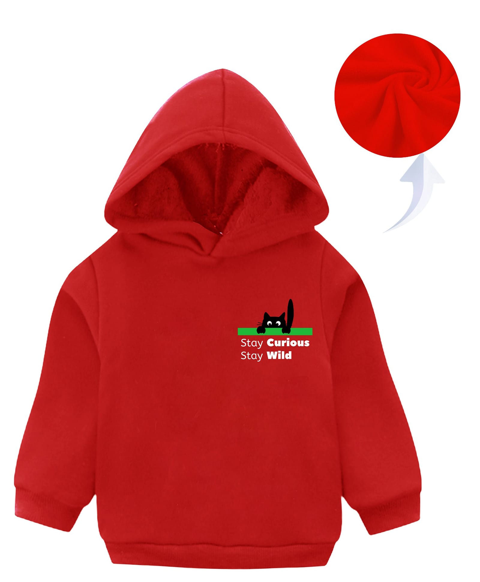 KAVEE Full Sleeves Cat Printed Hooded Sweatshirt - Red-image-40