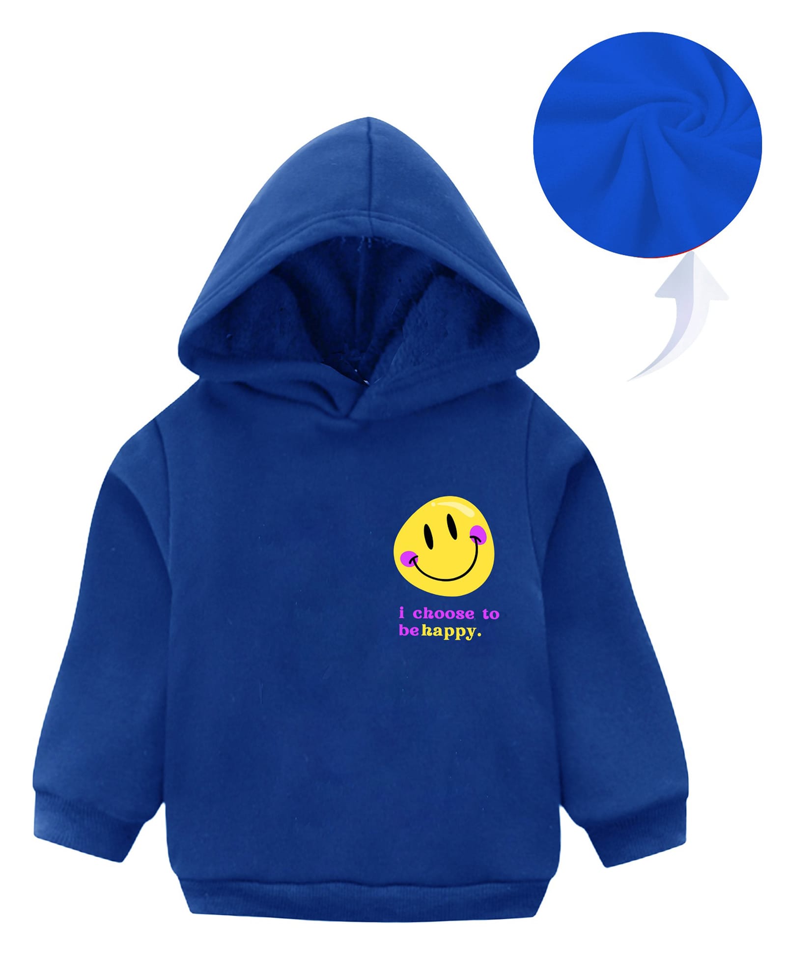 KAVEE Full Sleeves Smiley Printed Hooded Sweatshirt - Royal Blue-picture-27