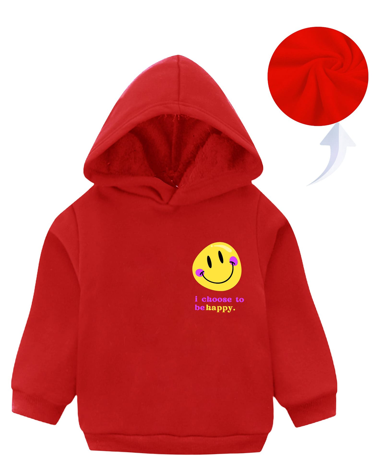 KAVEE Full Sleeves Smiley Printed Hooded Sweatshirt - Red-picture-13