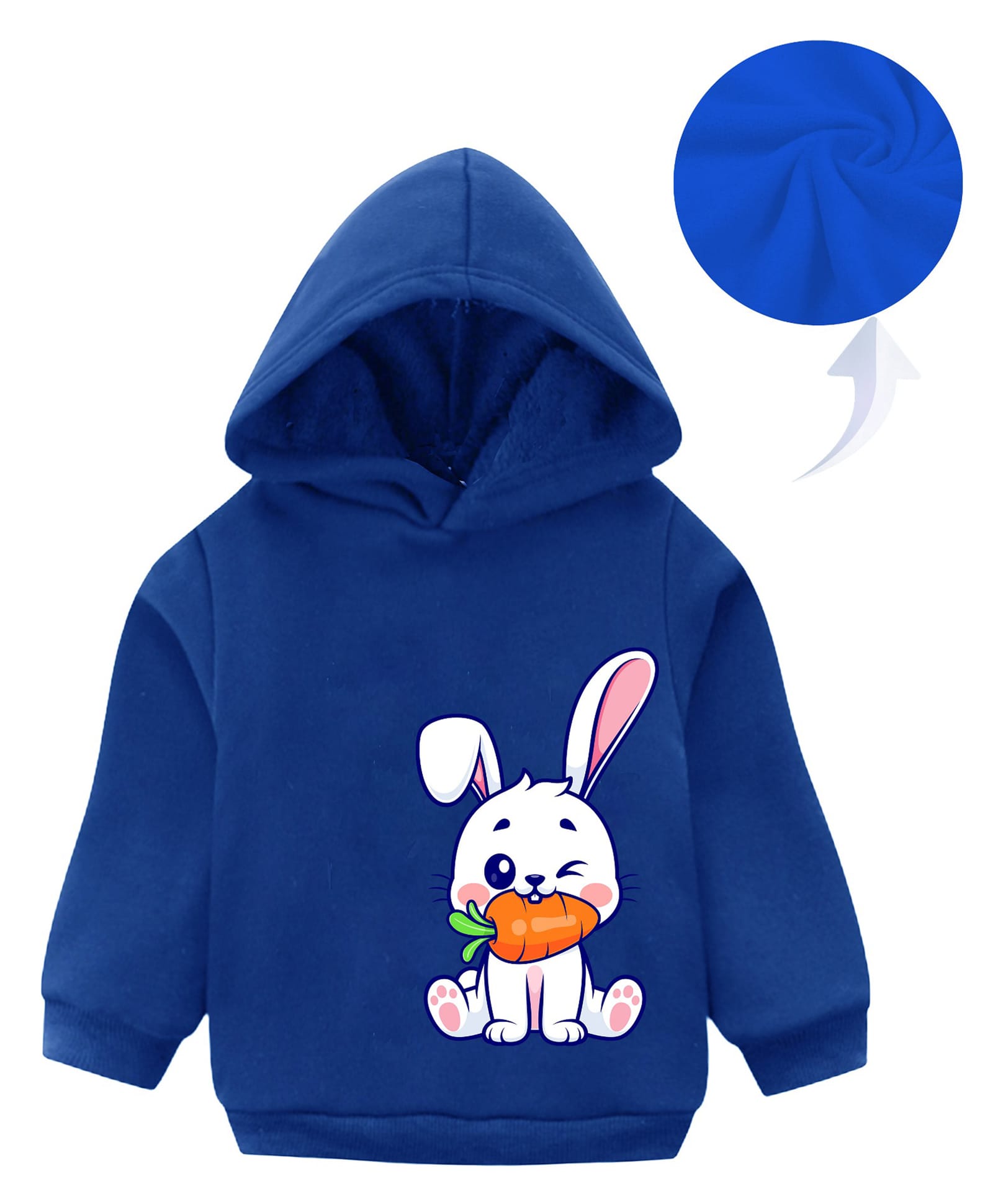 KAVEE Full Sleeves Bunny Printed Hooded Sweatshirt - Royal Blue-image-41
