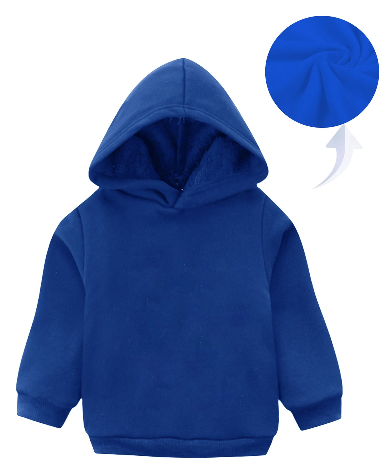 KAVEE Fleece Full Sleeves Solid Hooded Sweatshirt - Royal Blue-picture-16