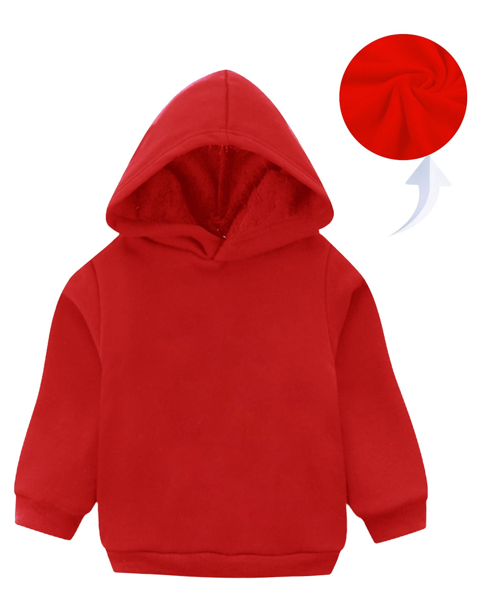 KAVEE Fleece Full Sleeves Solid Hooded Sweatshirt - Red-image-38
