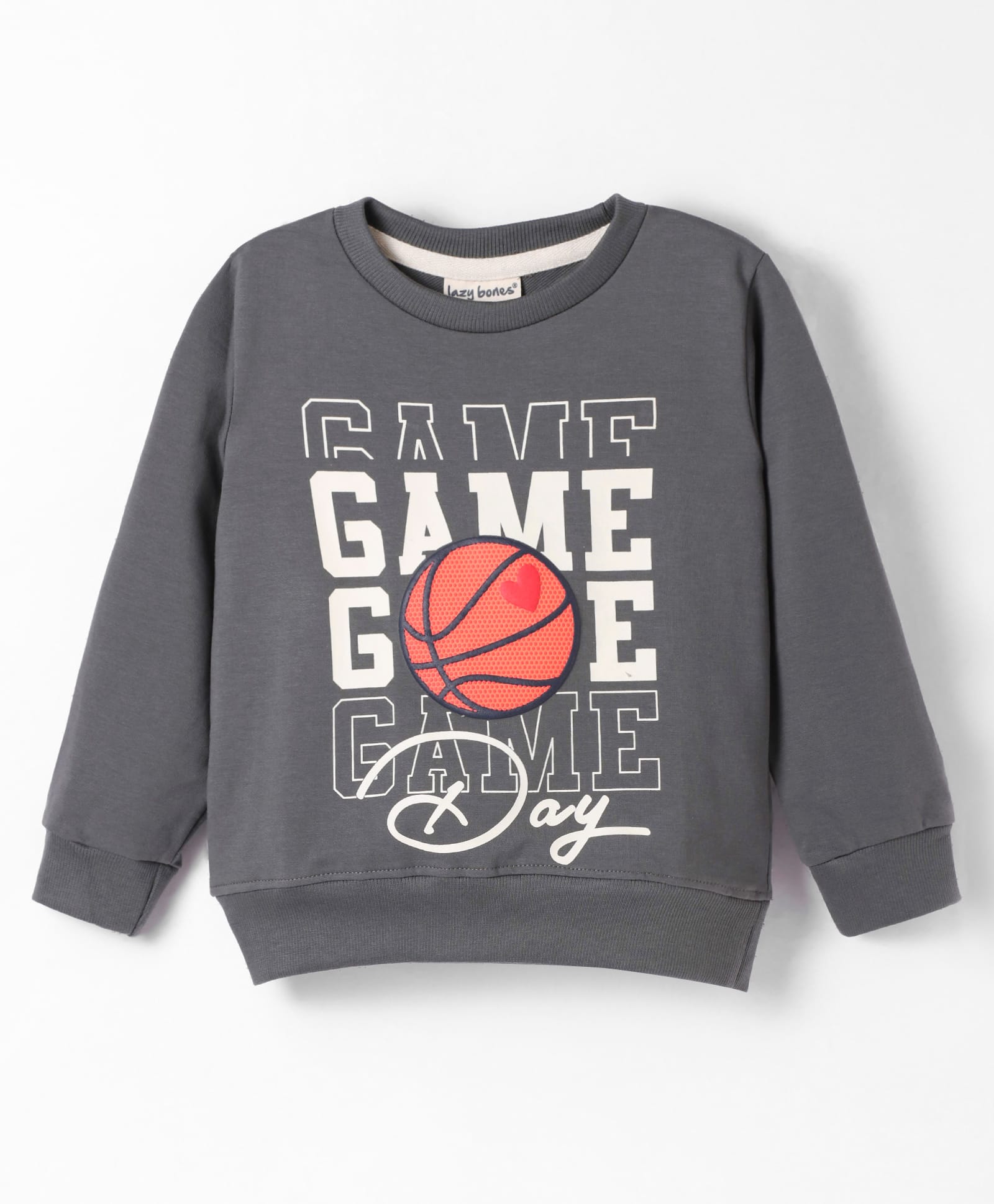 Lazy Bones Looper Knit Full Sleeves T-Shirt with Text Print - Grey-picture-32