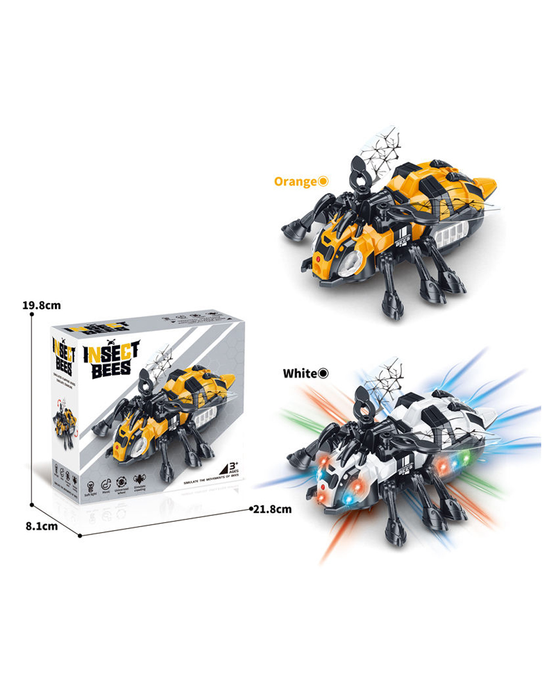 Sanjary Bee Electro mechanical Toys with Lighting and Music Walk Remote Control Honey Bee Toy Color Design May Vary-image-4