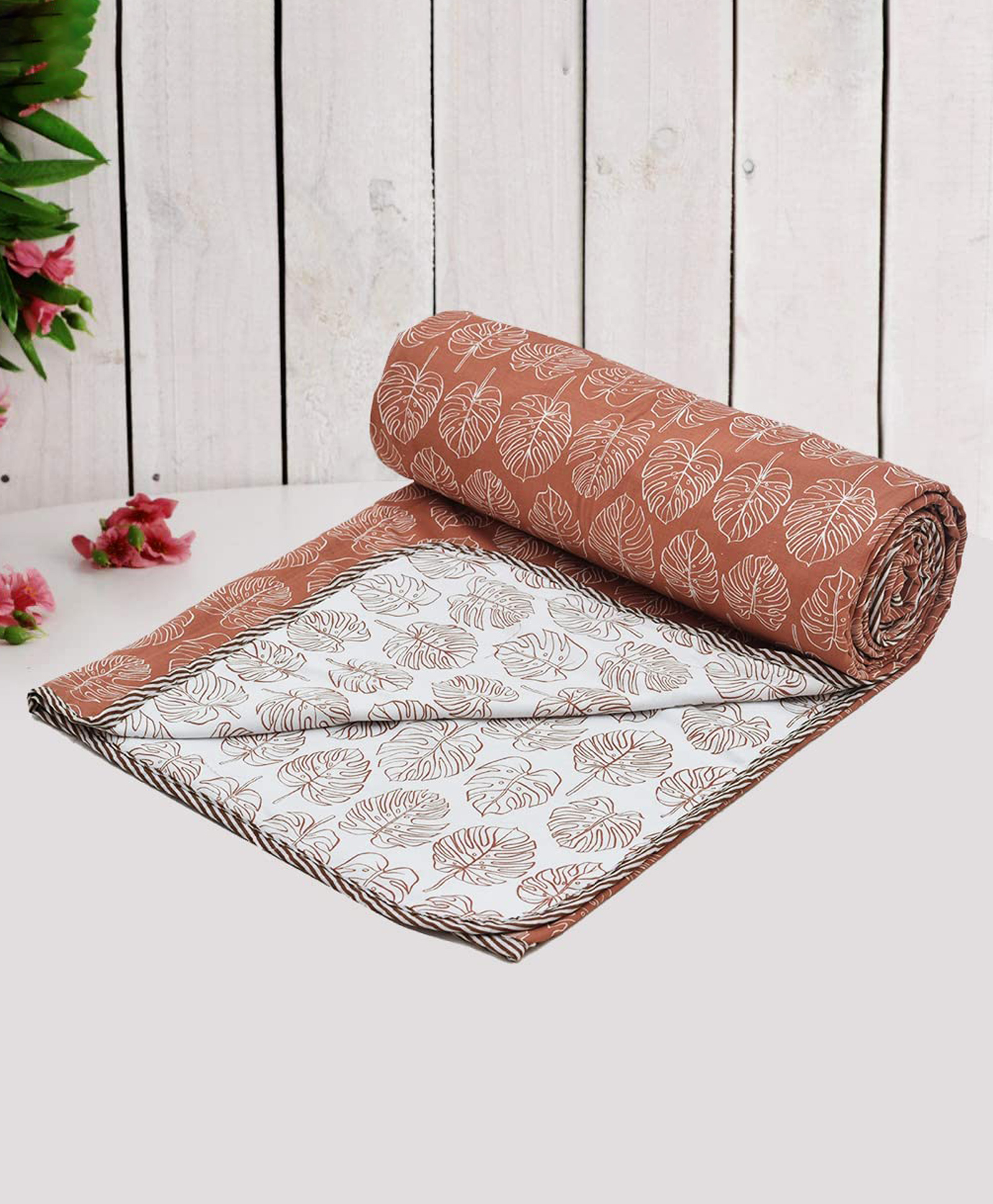 RRC Super Soft Cotton Reversible Single Dohar - Brown-picture-24