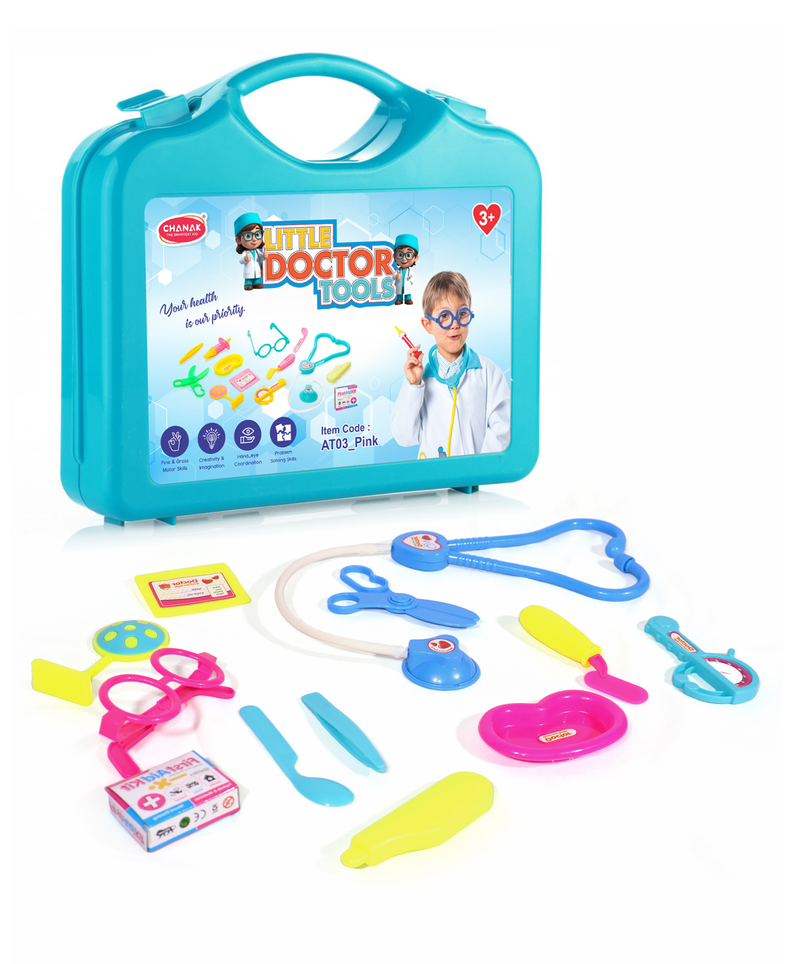 Aditi Toys Little Doctor Playset  Pretend Play Doctor Kit with Foldable Suitcase for Kids Above 3 Years, BIS Approved (Blue)-image-25