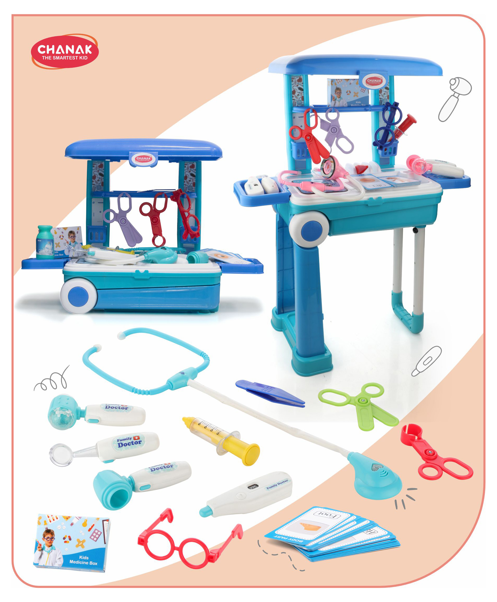 Aditi Toys Premium Doctor Set with Pull & Push Trolley  13-Piece Doctor Kit with LED Light Instruments for Pretend Play, BIS Approved-picture-25