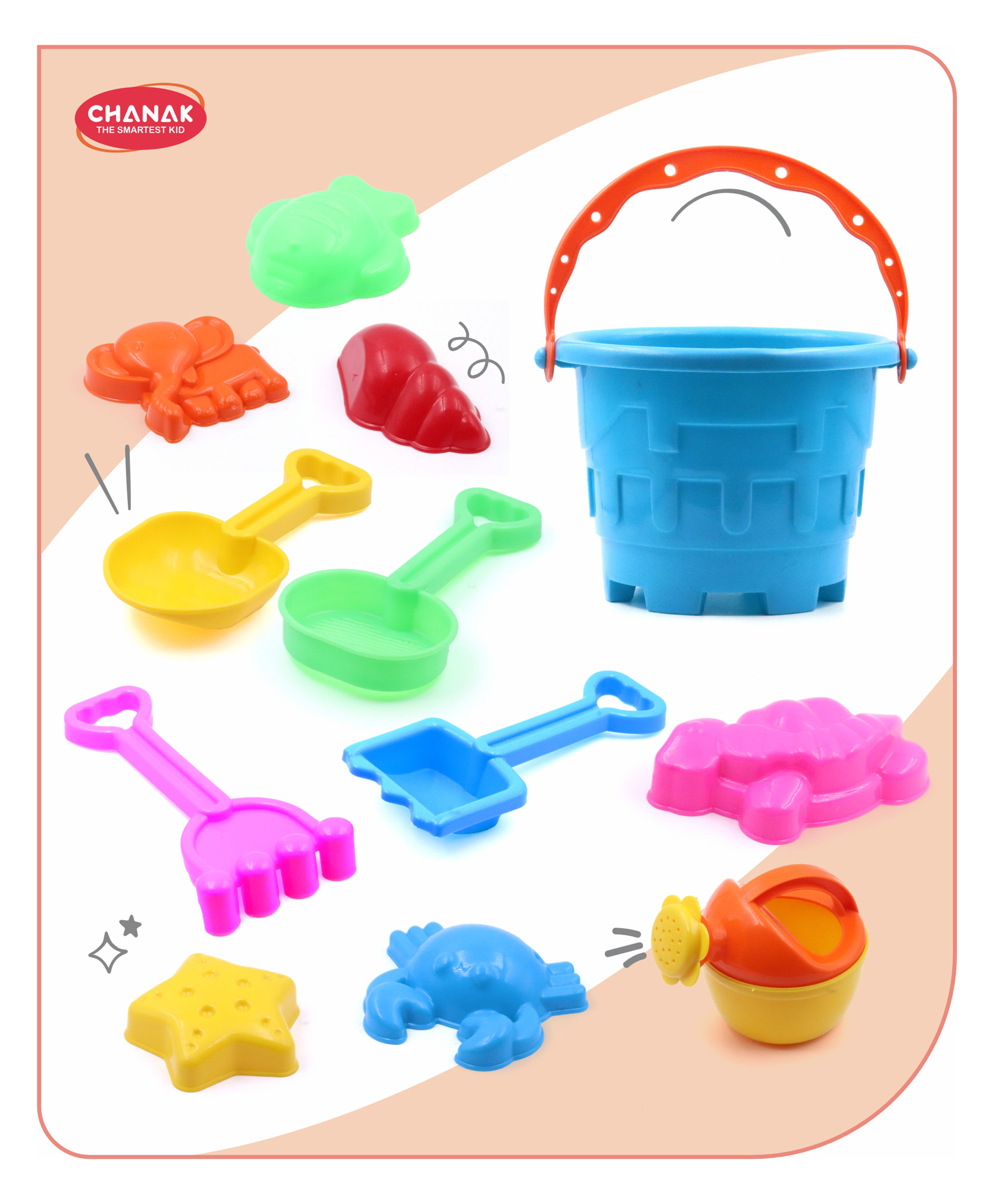 Aditi Toys 12-Piece Plastic Beach Toy Set  Sand Castle Building Set for Kids, Made in India (Multicolor)-picture-16