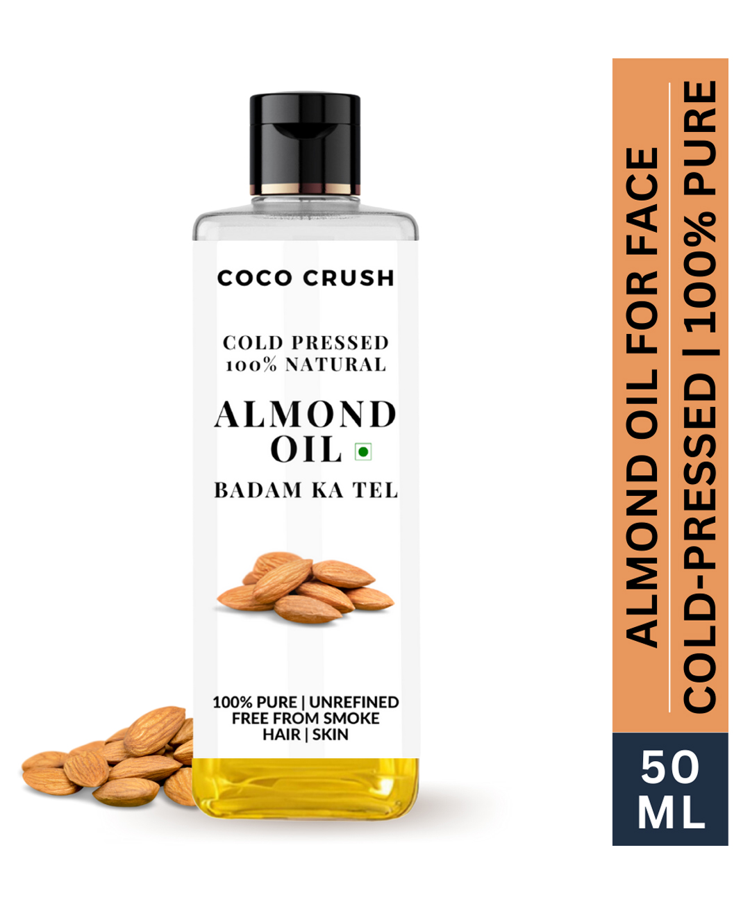 Coco Crush Cold-Pressed Virgin Almond Oil, 100% Pure, Organic, & Natural - 50 ml-image-2