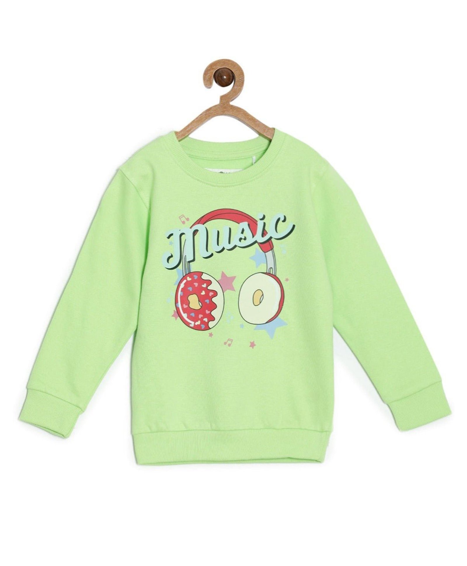 The Mom Store Cotton Full Sleeves Music Text Printed Sweatshirt - Green-picture-27