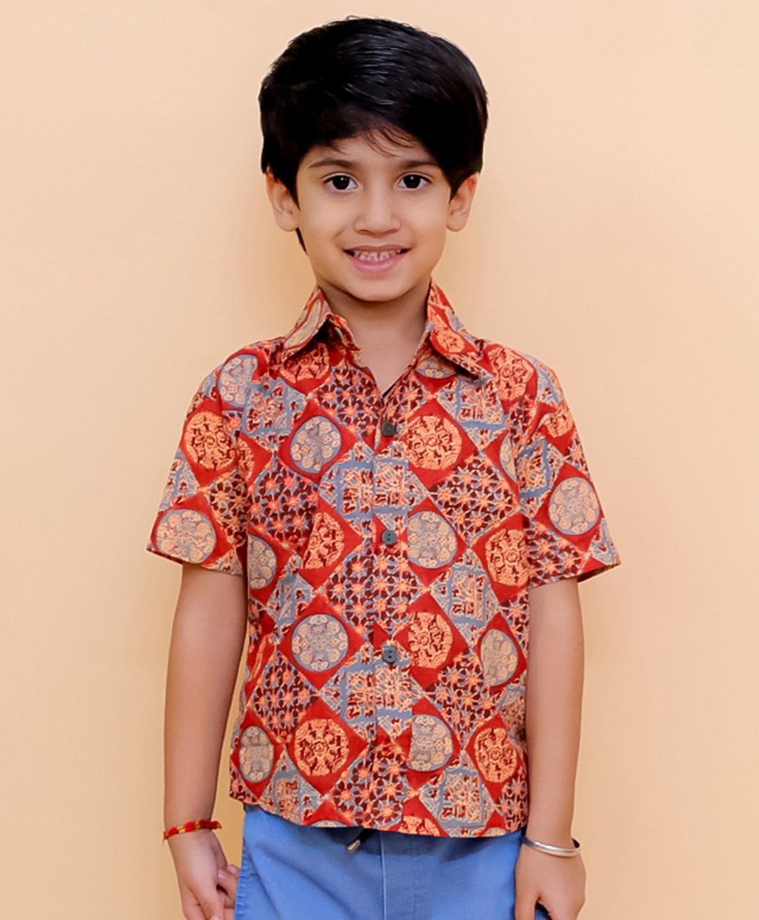 The Mom Store Cotton Half Sleeves Abstract Printed Shirt - Rust Orange-picture-18