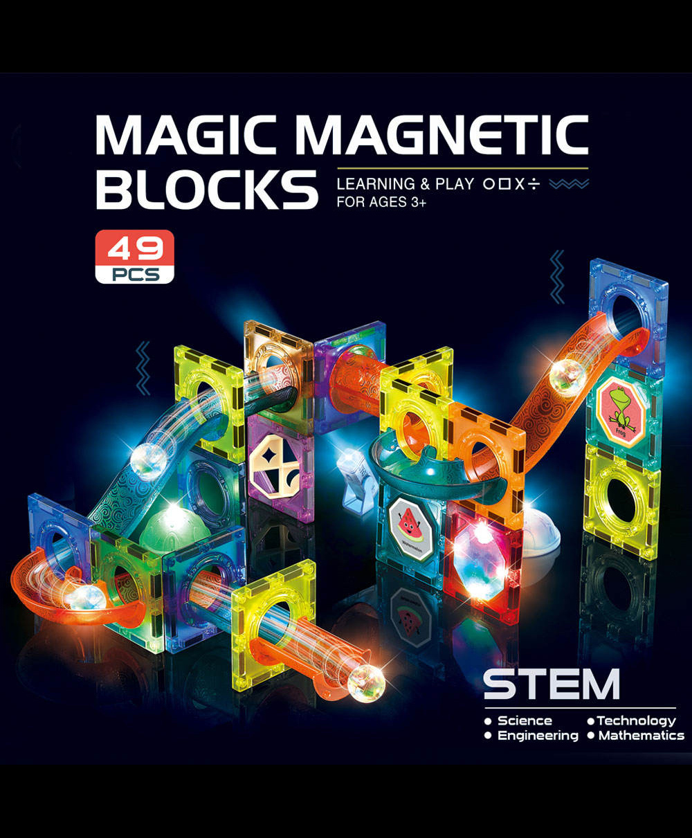 OPINA Light Magnetic Tiles Building Blocks for Kids Magnetic Marble Run Toys for Kids - 49 Piece-picture-23
