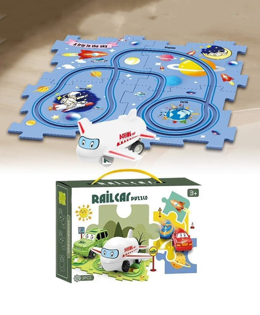 OPINA DIY Ocean theme Rail Car Puzzle Race Track Car Play Set Assembly Educational toy for Kids- Multicolor-image-28