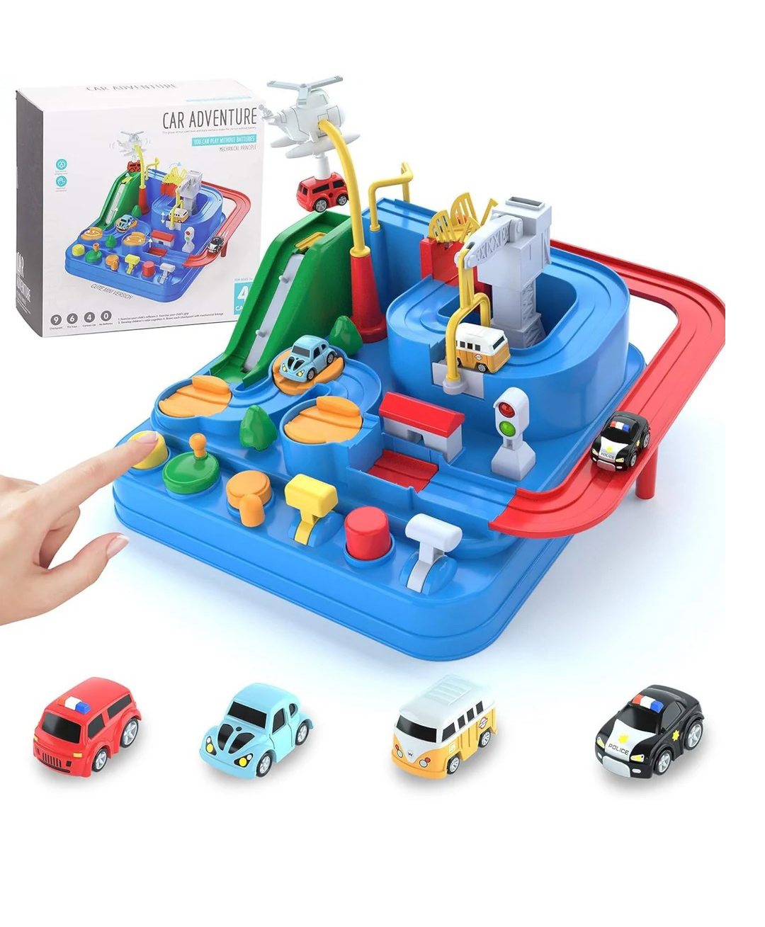 OPINA Car Adventure Manual Race Track Interactive Game with 4 Cars - Multicolor-picture-28