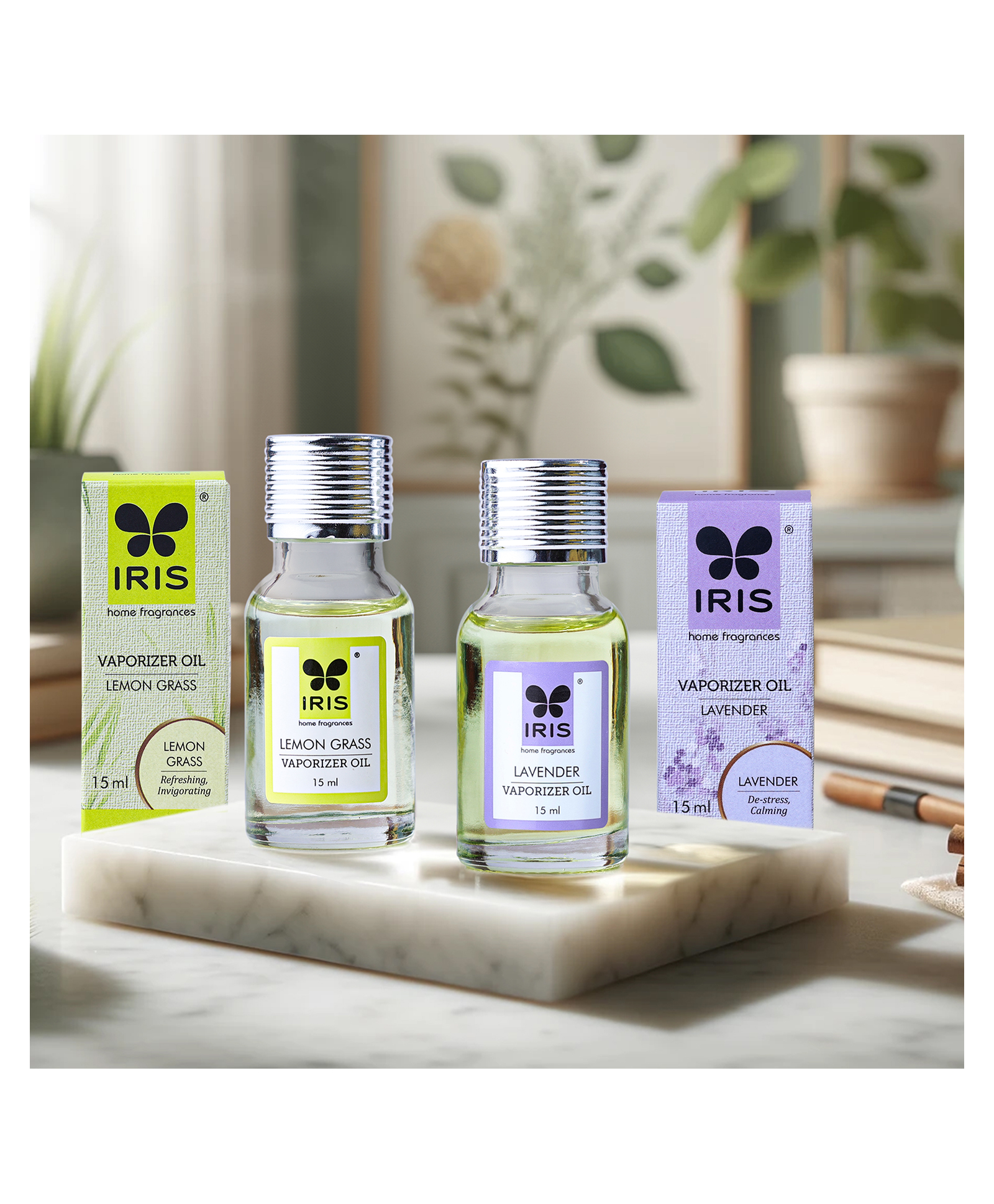 Iris Homefragrances 15ml Fragrance Vaporizer Oil- Set of 2- Lavender and Lemon Grass-picture-37