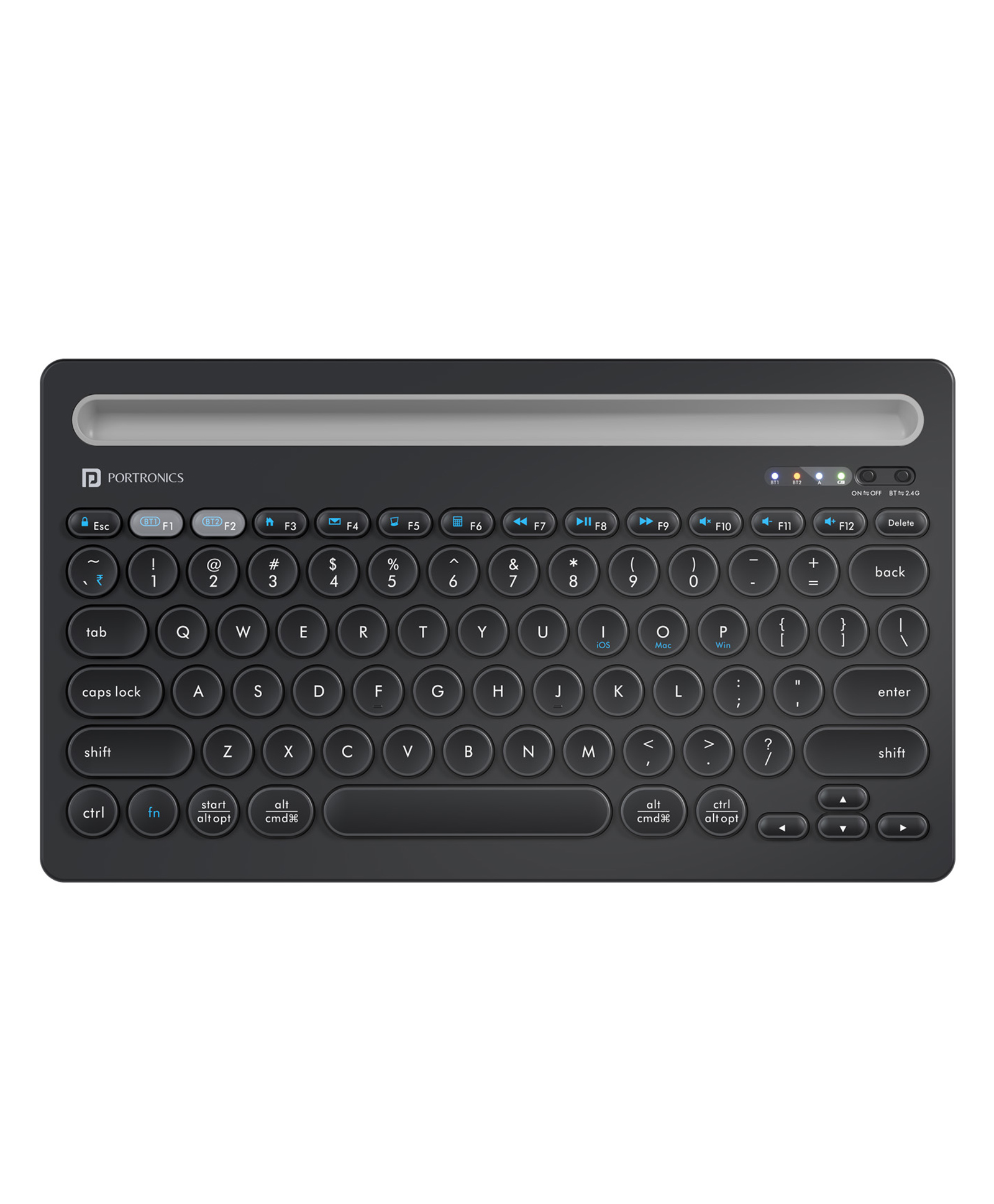 Portronics Bubble Dock Wireless Keyboard with Tablet Holder, Multi-Device Pairing, Rechargeable Battery,Dual Connectivity(2.4 GHz RF & Bluetooth 5.3v) POR-2192-image-39
