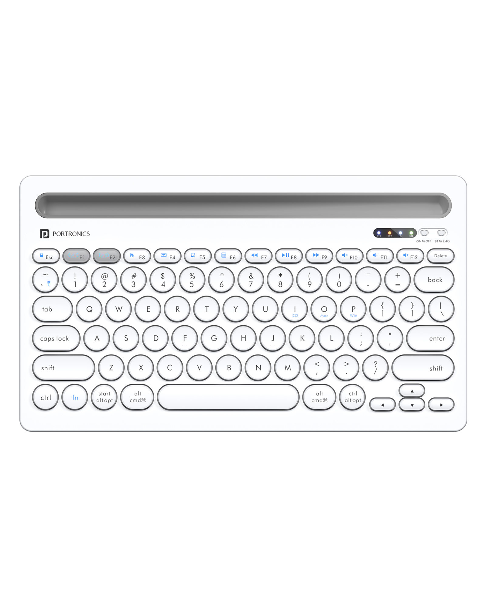 Portronics Bubble Dock Wireless Keyboard with Tablet Holder, Multi-Device Pairing, Rechargeable Battery,Dual Connectivity(2.4 GHz RF & Bluetooth 5.3v) POR-2193-image-3