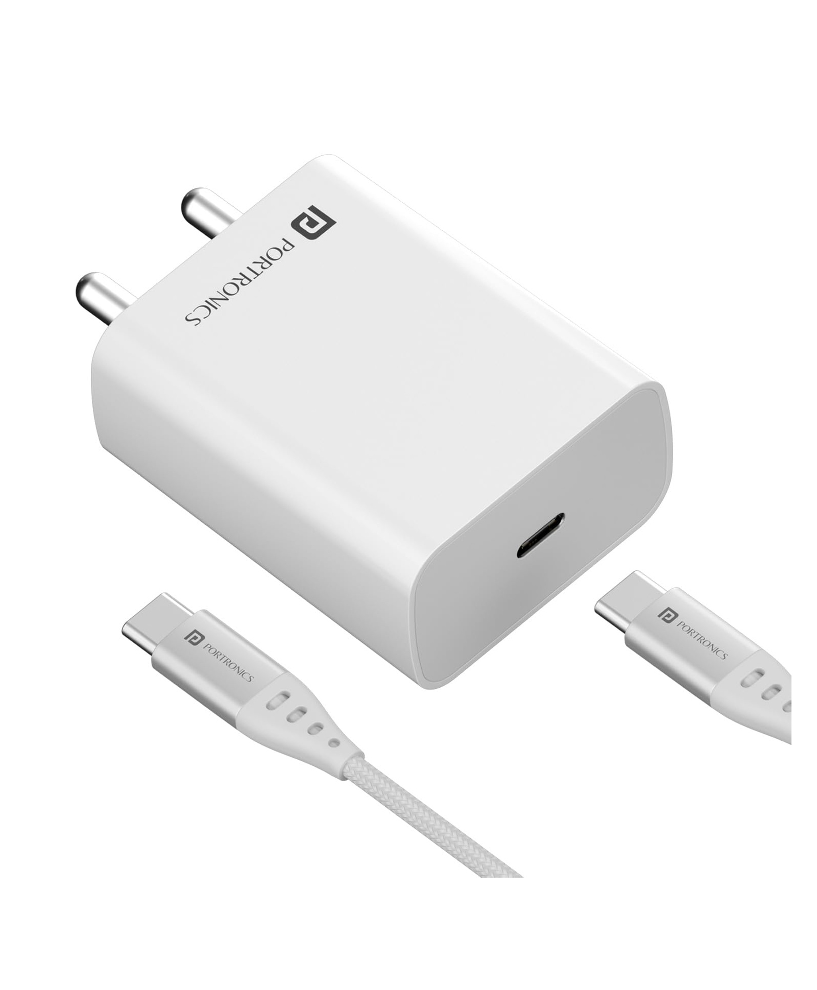 Portronics Adapto 25 Pro 25W Fast Charging Type C Adapter with Type C Charging Cable,PPS Protection,for iPhone 15/14/13/12/11 & Pro Max Series,Samsung S24/S23/S22/S20/S21/S21 Other Type C Devices POR-1964-image-2