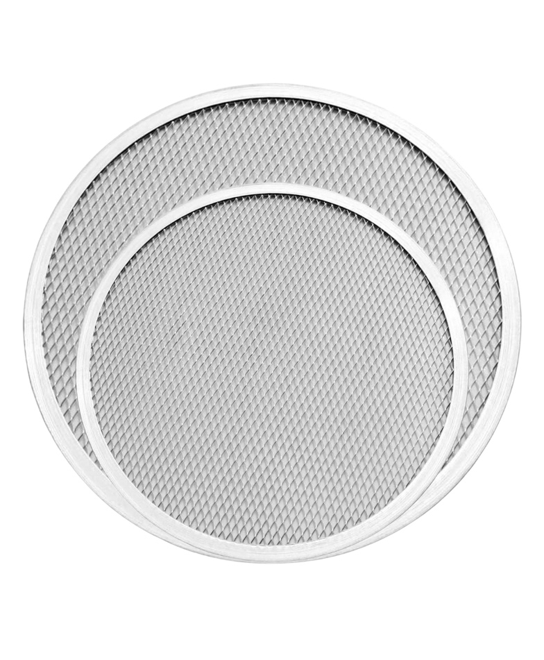 HAZEL Pizza Mesh Screen Aluminum Tray | Set of 2 Round Baking Screen for Crispy Crust (8 inch & 10 inch)-image-26