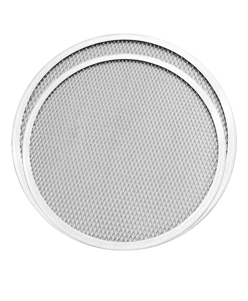 HAZEL Aluminum Pizza Screen Tray | Set of 2 Round Crisping Pizza Tray for Crispy Crust (10 inch & 12 inch)-image-2