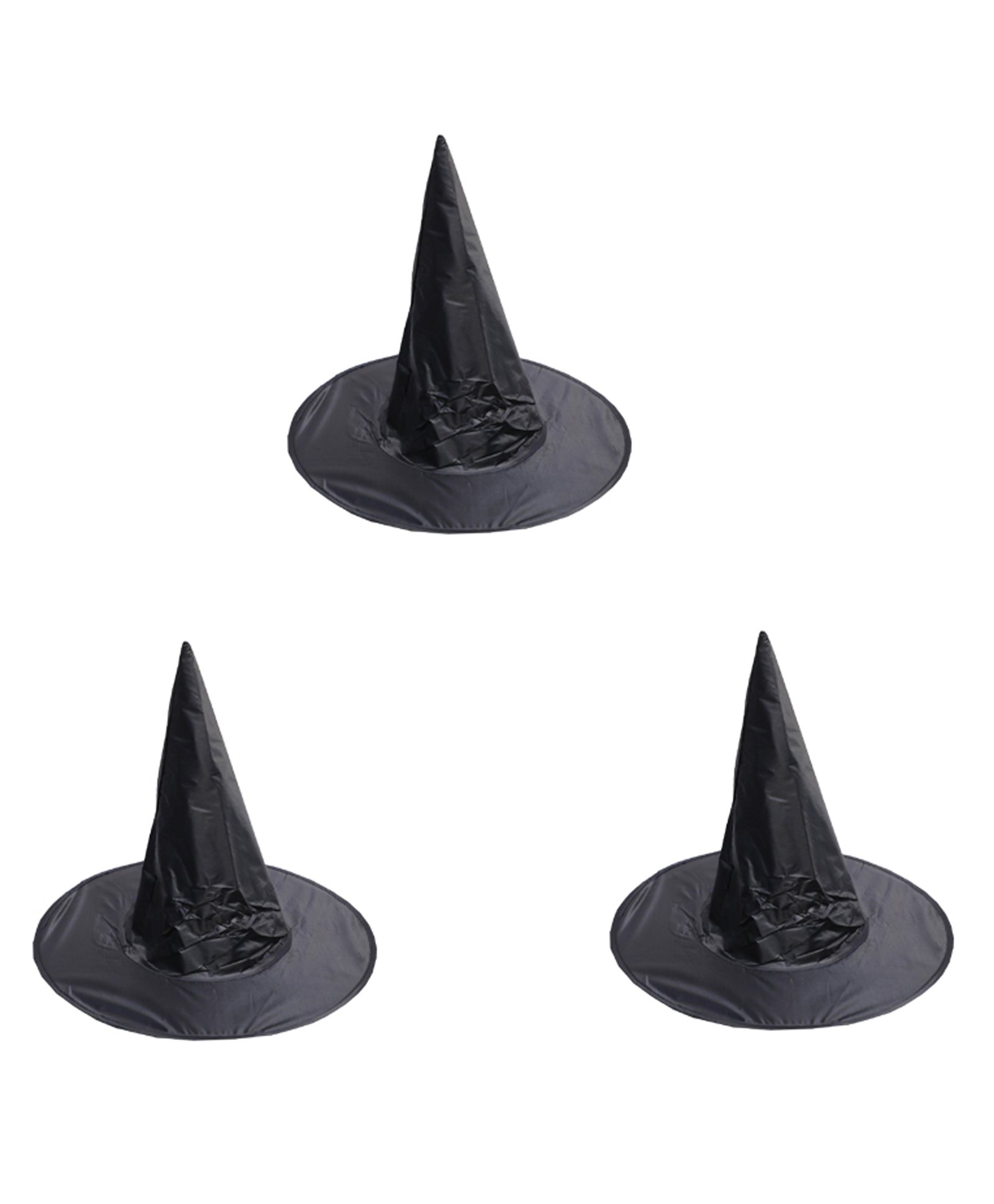 Itsmycostume Pack Of 3 Halloween Theme Net Solid Costume Witch Hats - Black-image-30