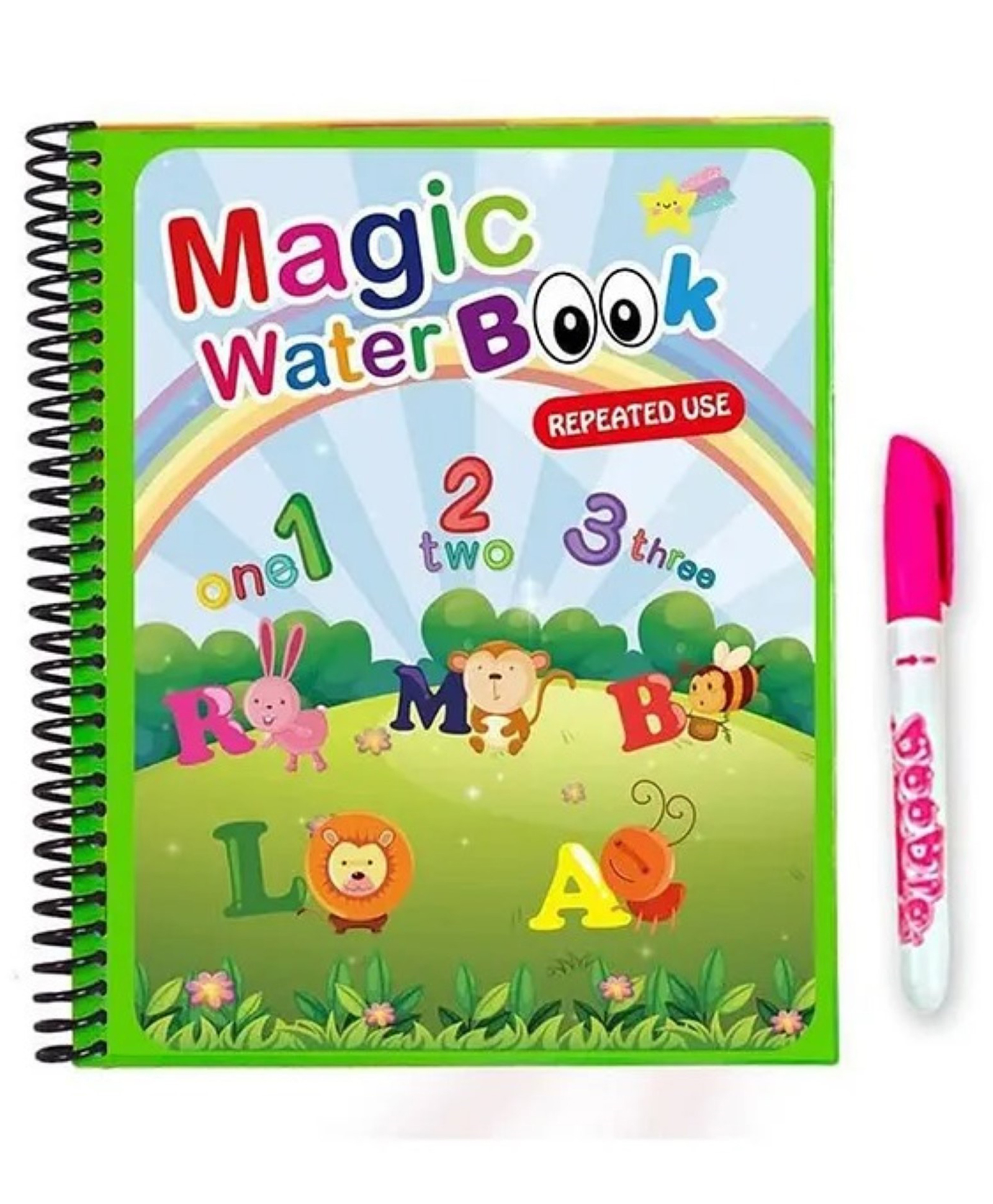 mihar essentials Mihar Reusable Magic Water Quick Dry Book Learning Toy Doodle and Scribble with Magic Doodle Pen (Color And Design May Vary)-Pack Of 1- English-picture-3