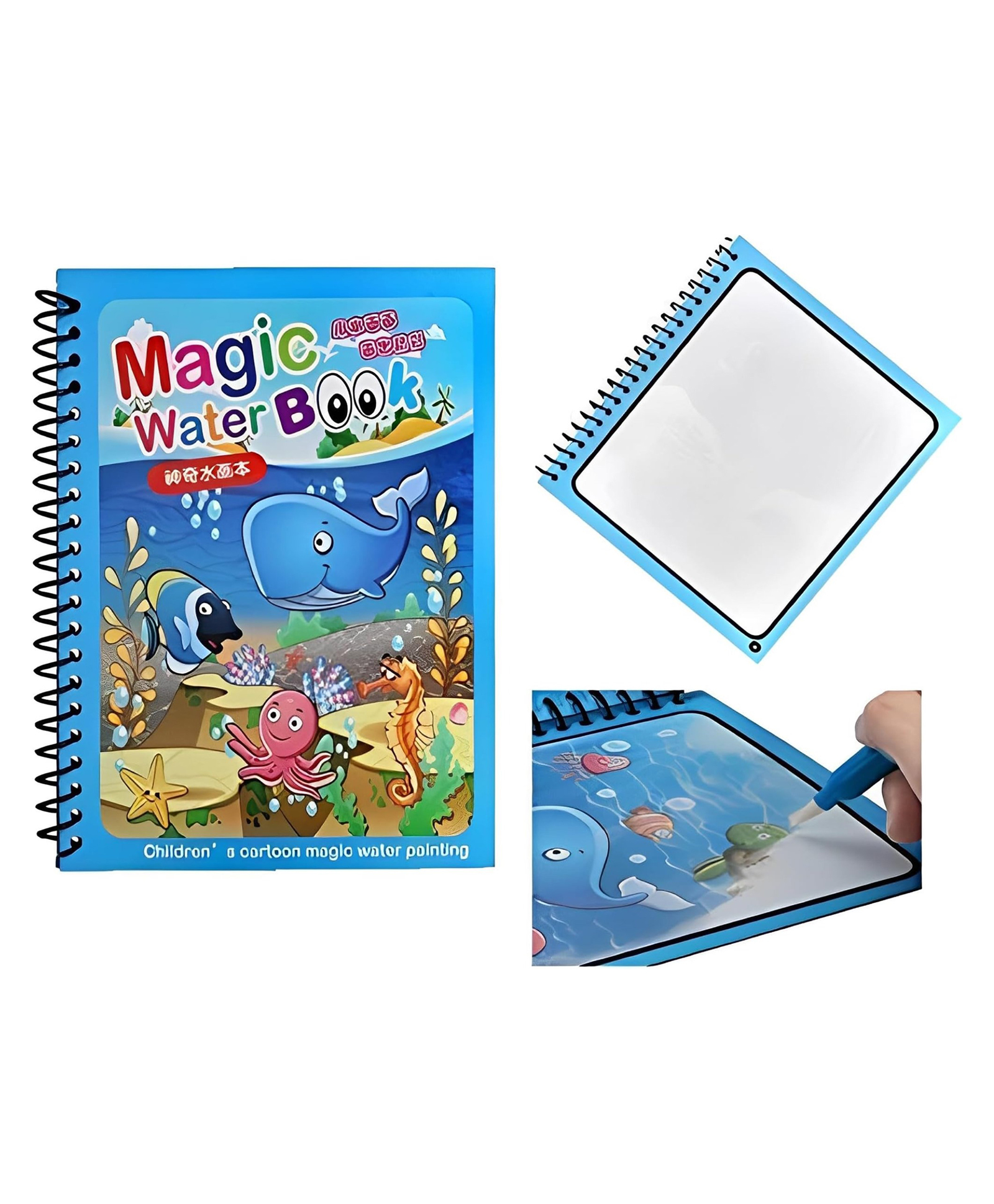 Mihar Reusable Magic Water Quick Dry Book Learning Toy Doodle and Scribble with Magic Doodle Pen (Color And Design May Vary)-Pack Of 2- English-image-29