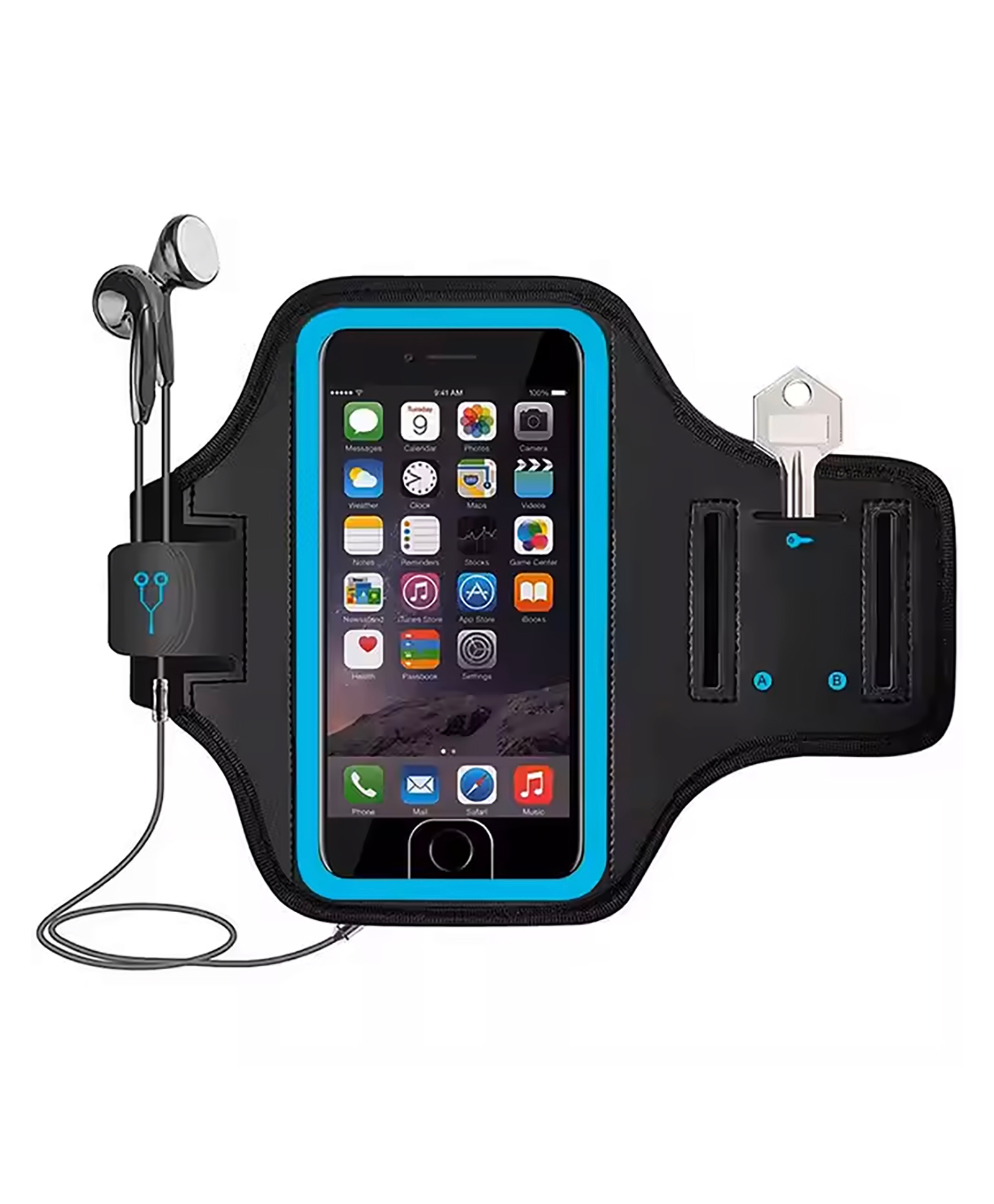 MOMISY ArmBand Arm band bag for Mobile for Cycling, Running, Jogging, Gym Exercise, Outdoor Sports Waterproof Compatible with iPhone & Other Phones, Size up to 7.0 inch (Blue)-image-35