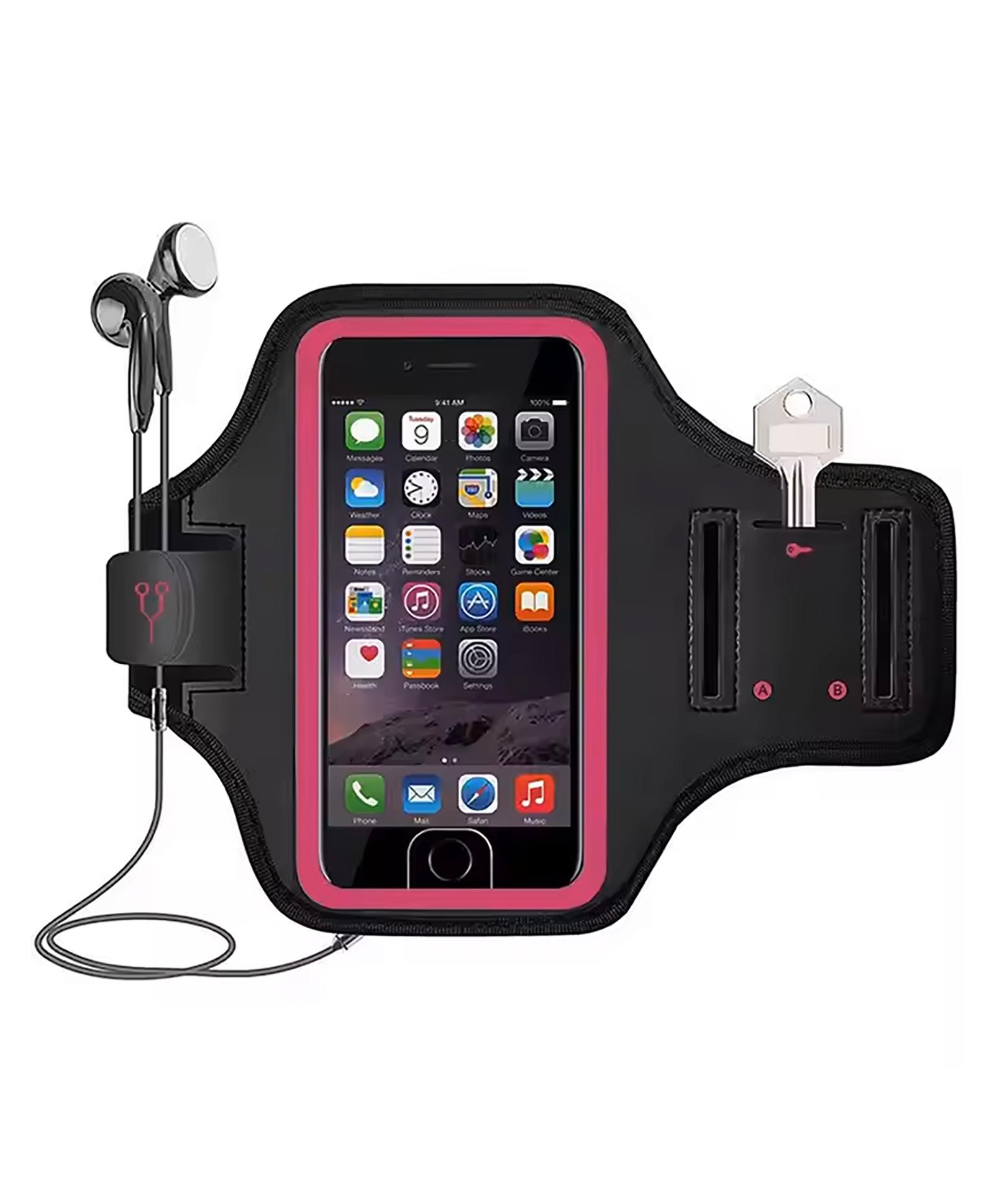 MOMISY ArmBand Arm band bag for Mobile for Cycling, Running, Jogging, Gym Exercise, Outdoor Sports Waterproof Compatible with iPhone & Other Phones, Size up to 7.0 inch (Pink)-image-2