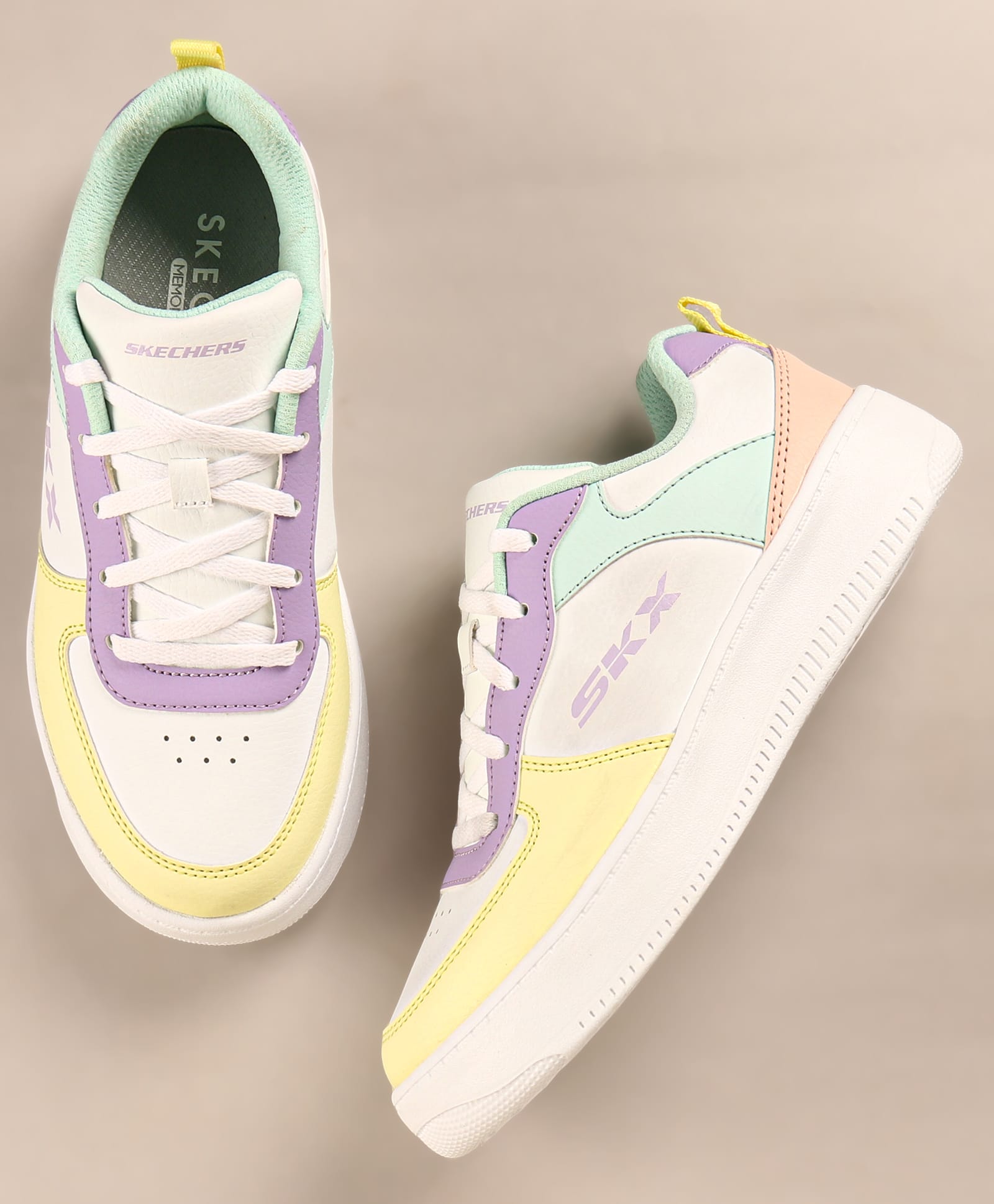 Skechers Casual Shoes With Lace Up Closure & Colour Block Design - White-image-29