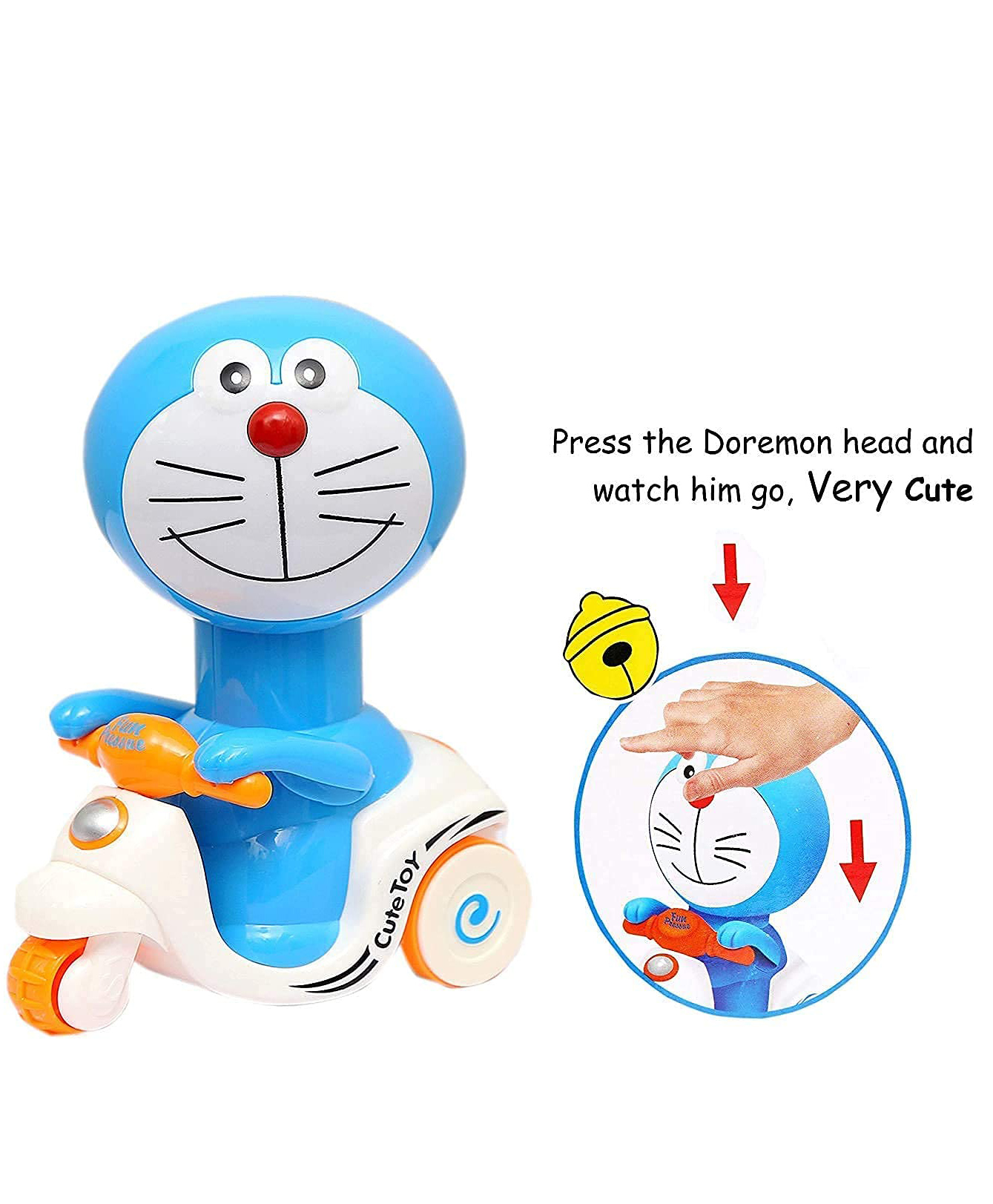 AKN TOYS Doremon Push and GO Scooter Toy for Kids - Pressure Friction Toddler Car Toy- PACK OF 1- COLOR MAY VARY-image-40
